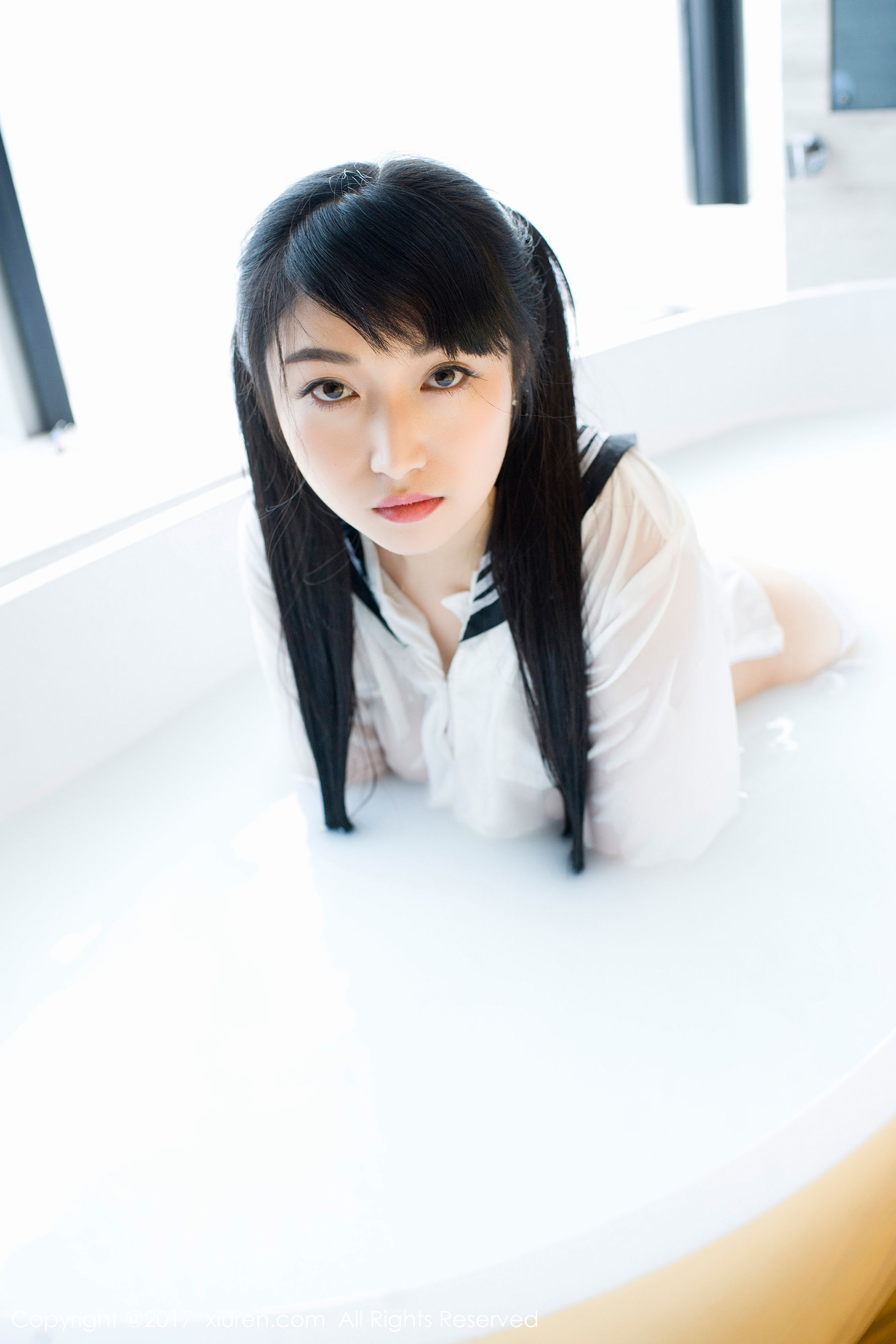 盼盼龙女sunny《牛奶浴学生装+透明学生装+黑色乳贴》  NO.853-图0