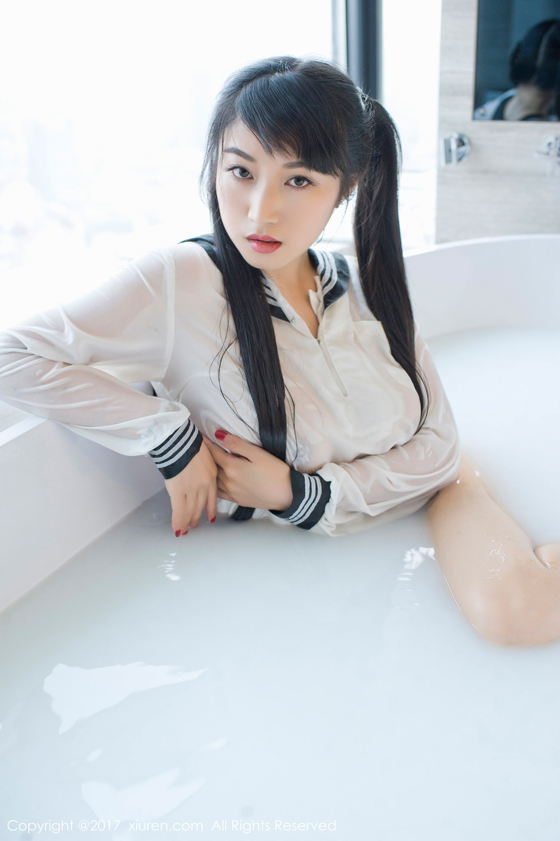 盼盼龙女sunny《牛奶浴学生装+透明学生装+黑色乳贴》  NO.853-图10