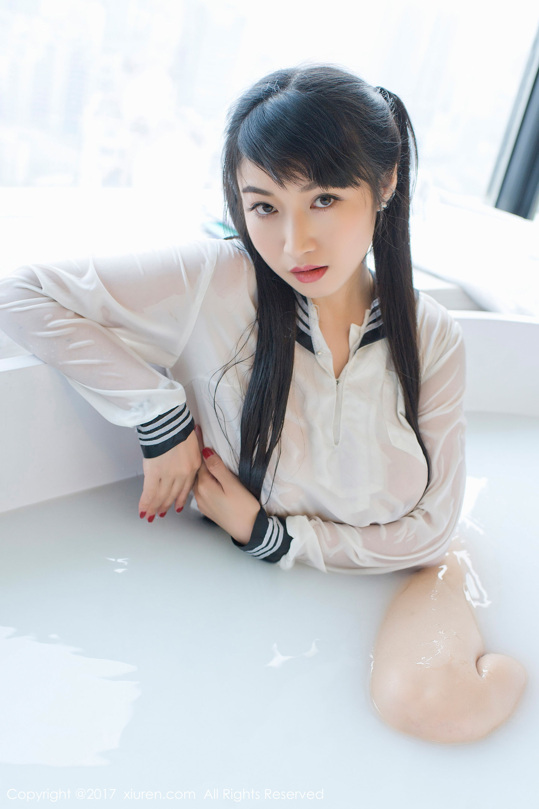 盼盼龙女sunny《牛奶浴学生装+透明学生装+黑色乳贴》  NO.853-图11