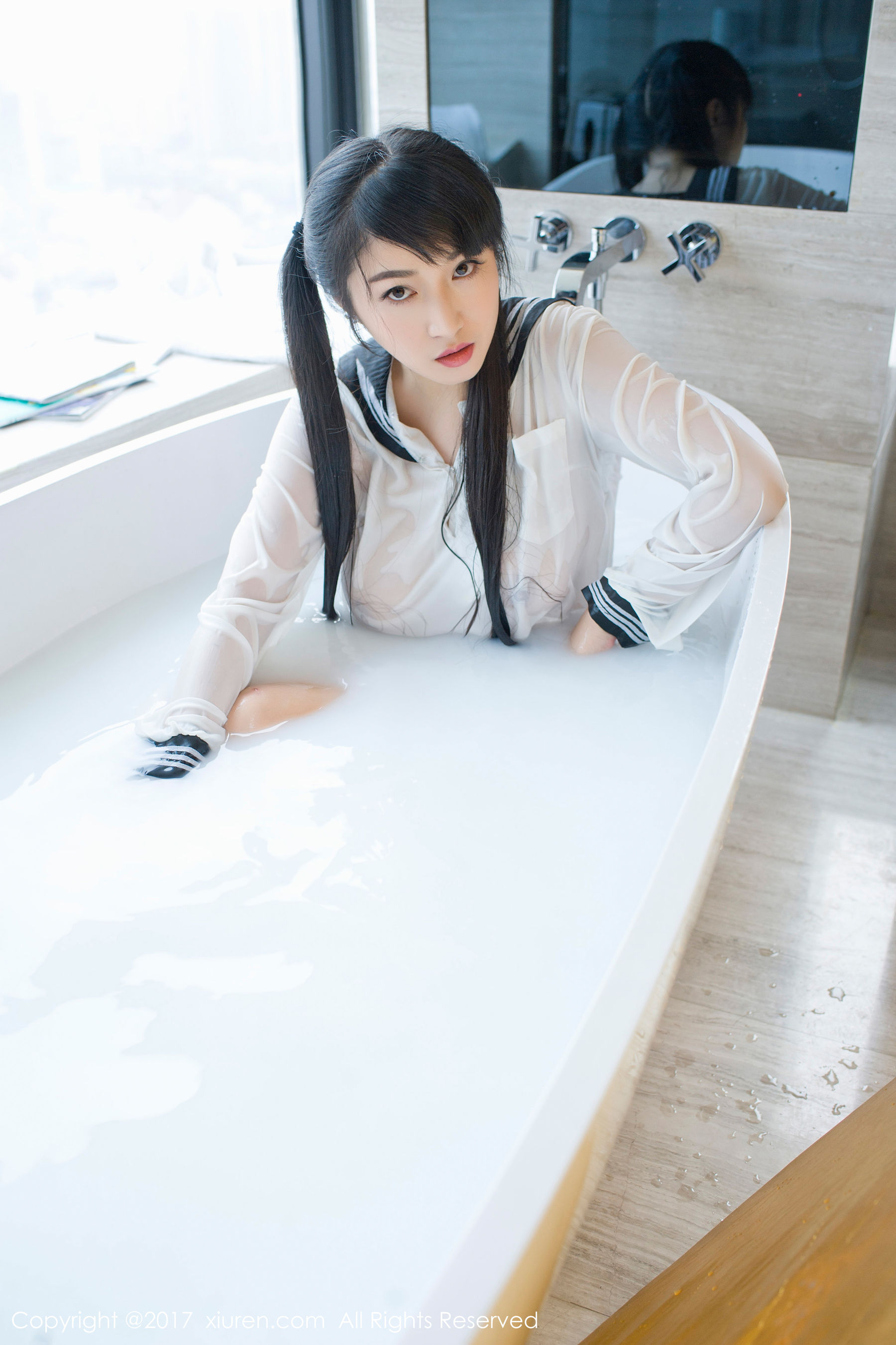 盼盼龙女sunny《牛奶浴学生装+透明学生装+黑色乳贴》  NO.853-图13