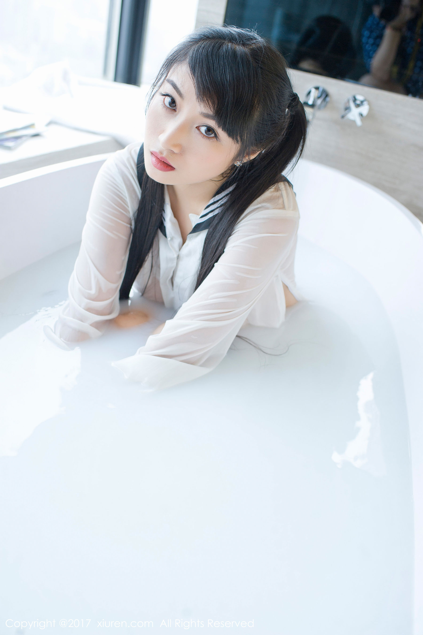 盼盼龙女sunny《牛奶浴学生装+透明学生装+黑色乳贴》  NO.853-图15