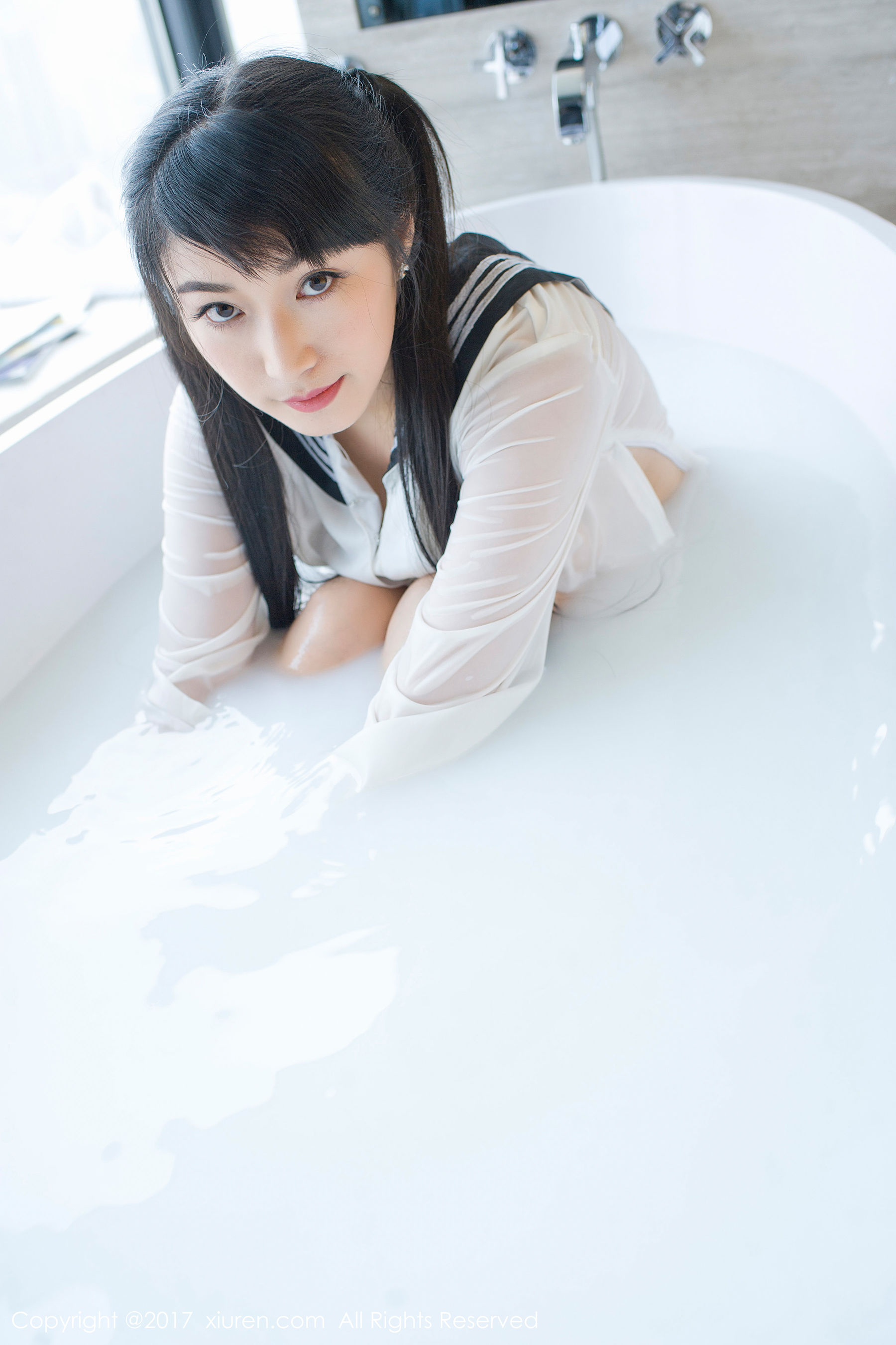 盼盼龙女sunny《牛奶浴学生装+透明学生装+黑色乳贴》  NO.853-图16