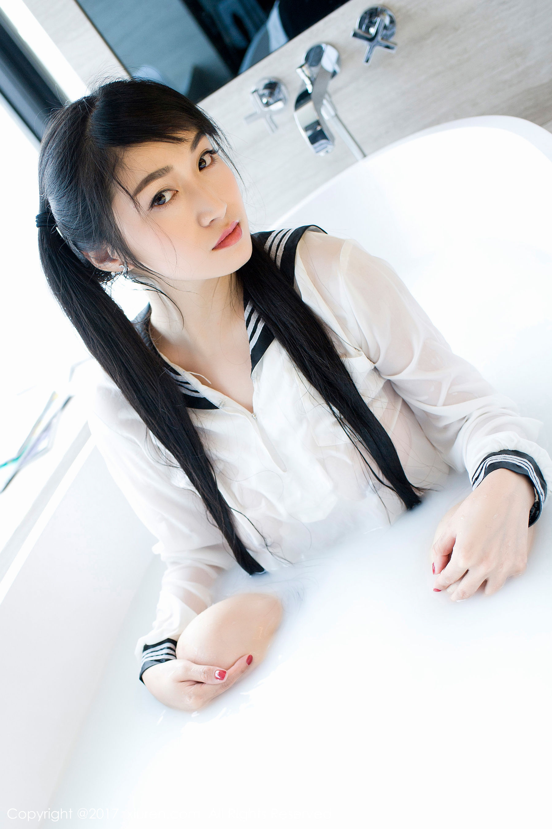 盼盼龙女sunny《牛奶浴学生装+透明学生装+黑色乳贴》  NO.853-图21