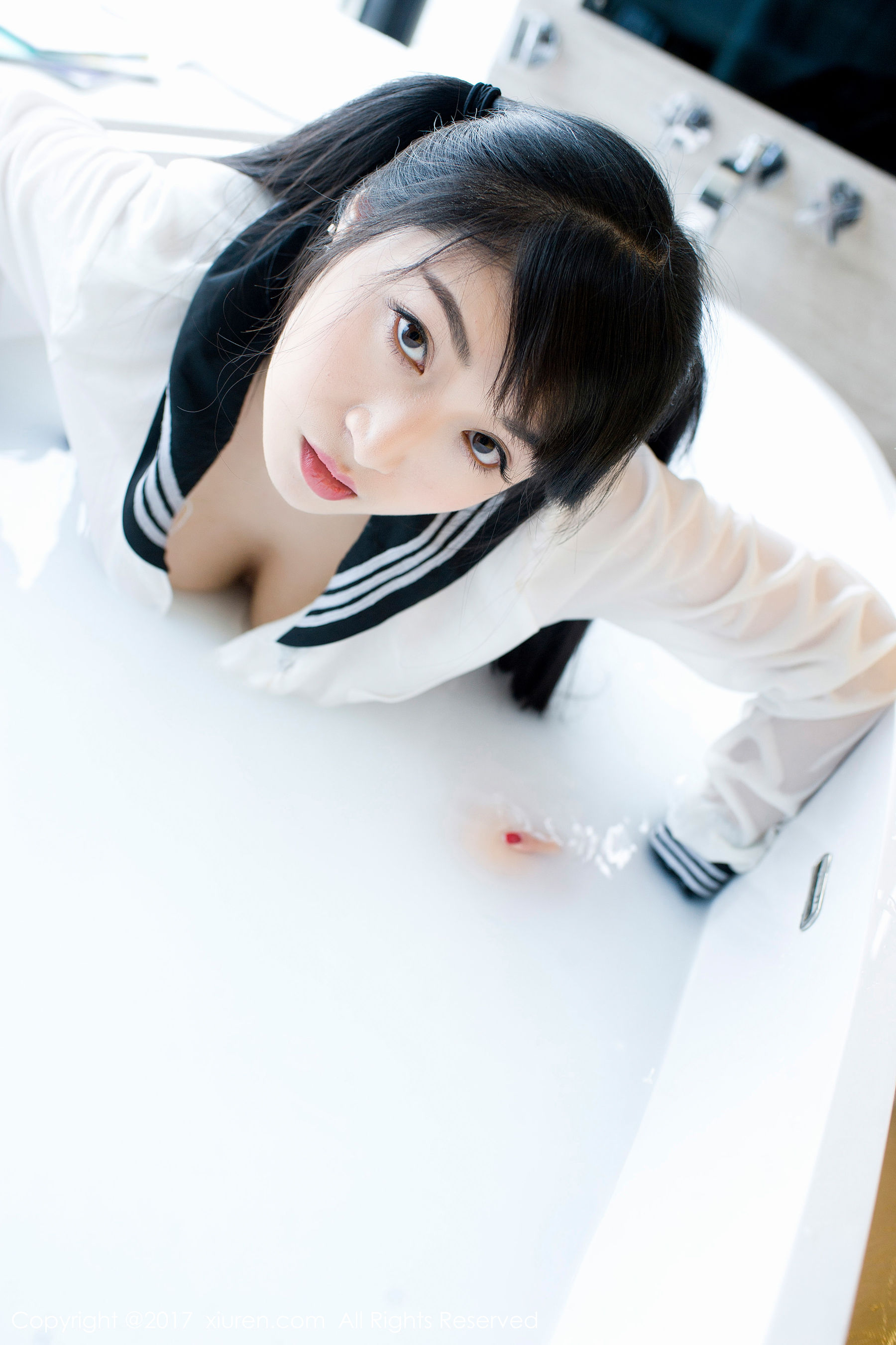 盼盼龙女sunny《牛奶浴学生装+透明学生装+黑色乳贴》  NO.853-图24