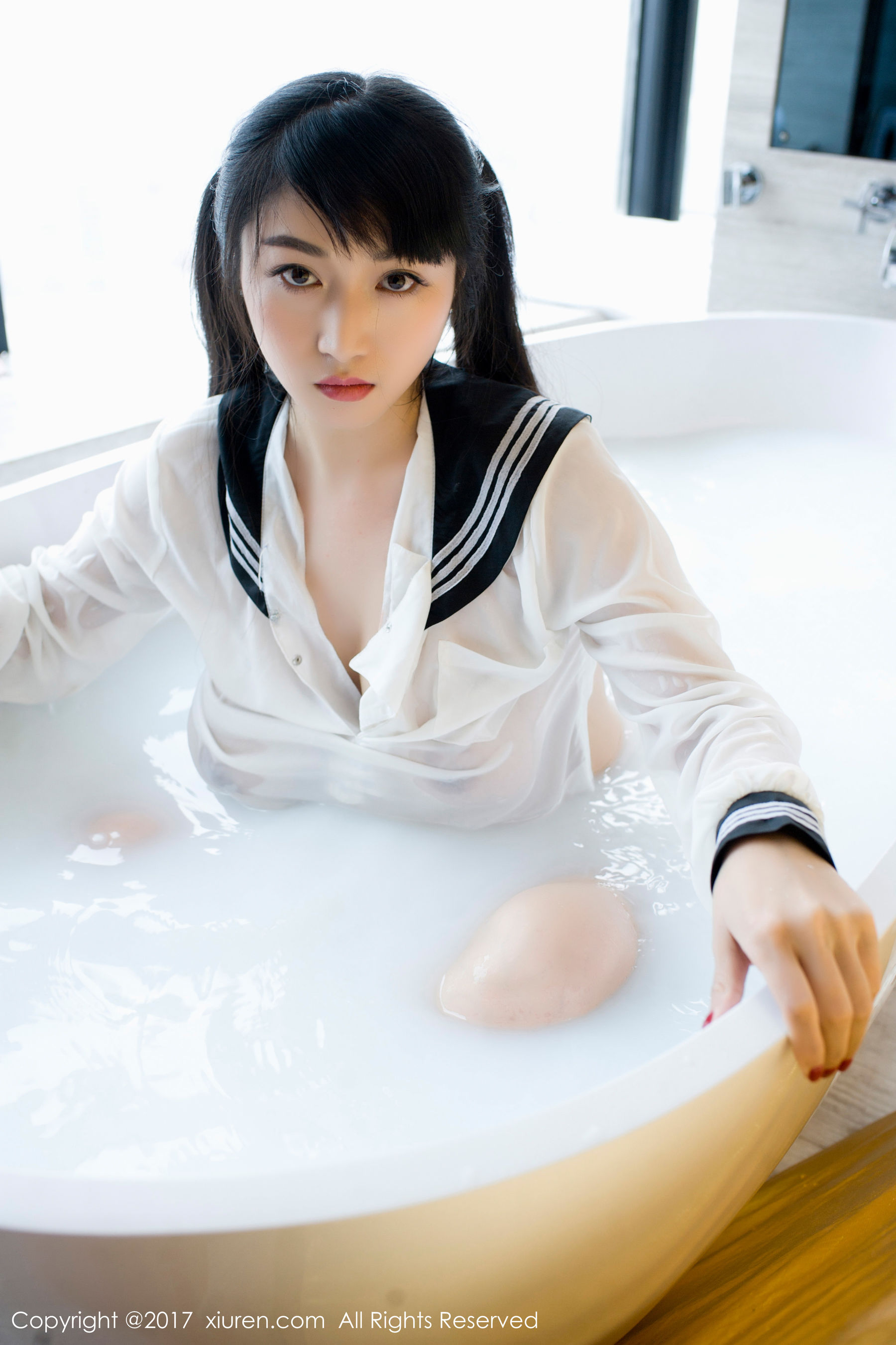 盼盼龙女sunny《牛奶浴学生装+透明学生装+黑色乳贴》  NO.853-图27