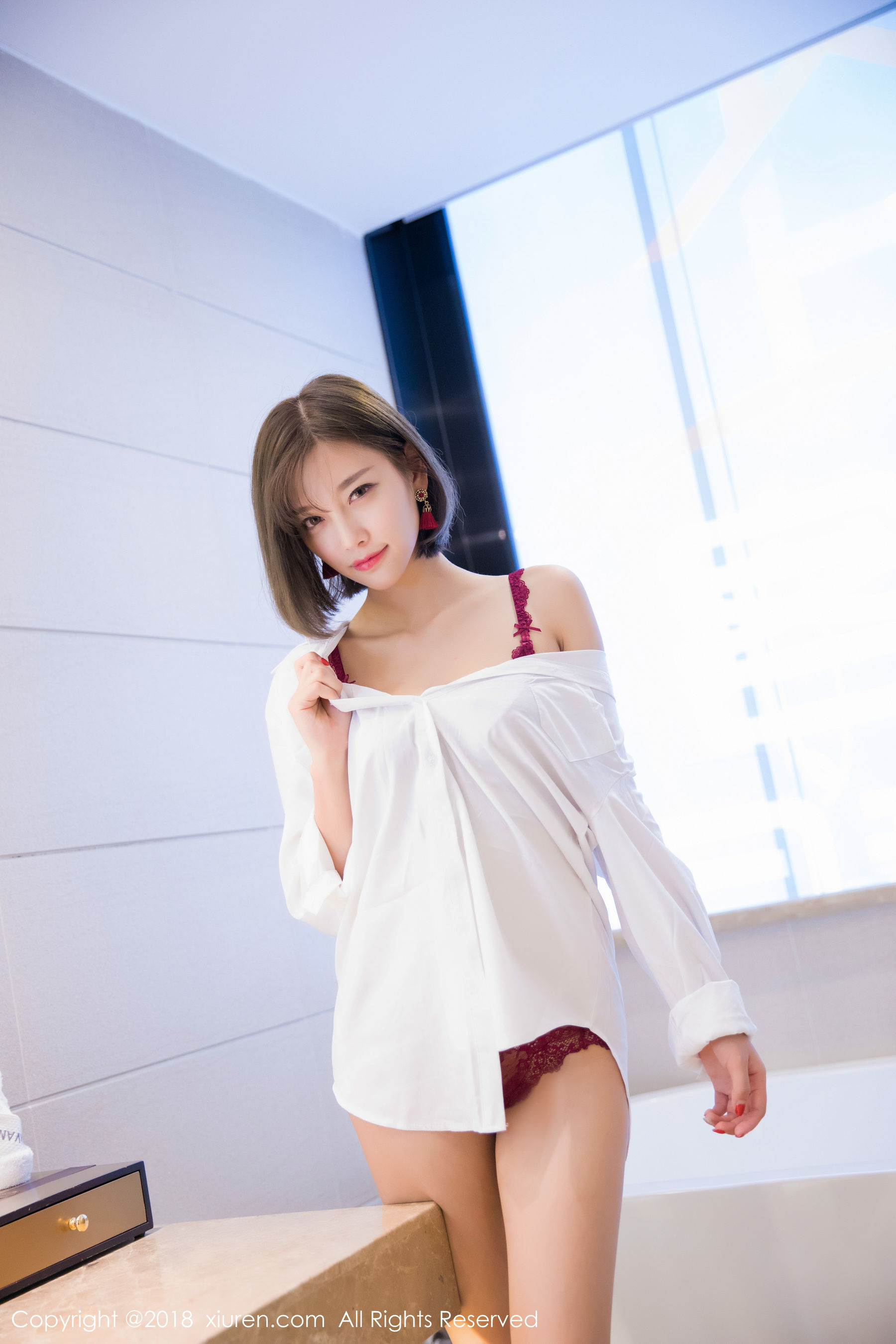 杨晨晨sugar《蓝色礼服+白衬衫+蕾丝内衣》  No.919-图24