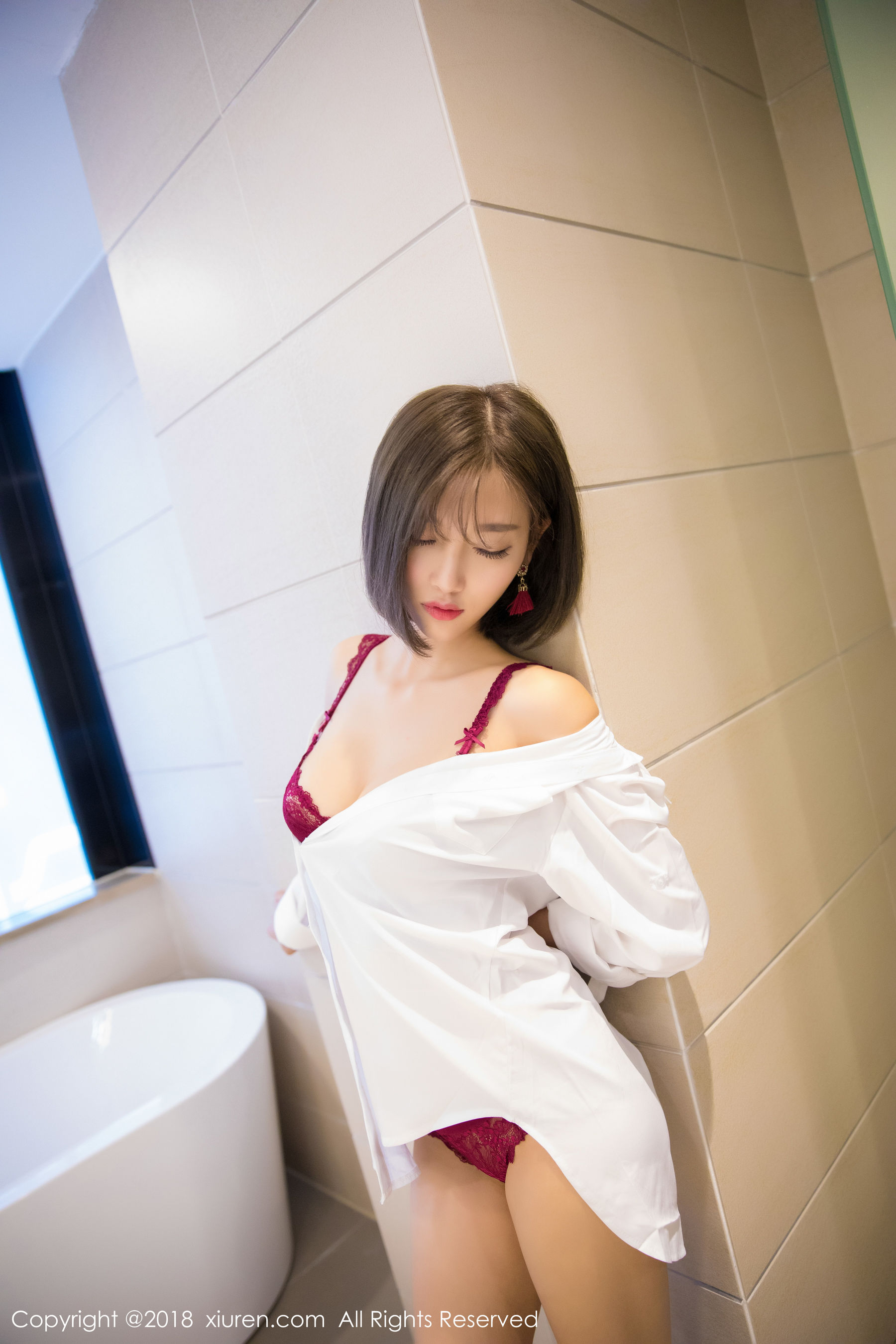 杨晨晨sugar《蓝色礼服+白衬衫+蕾丝内衣》  No.919-图31