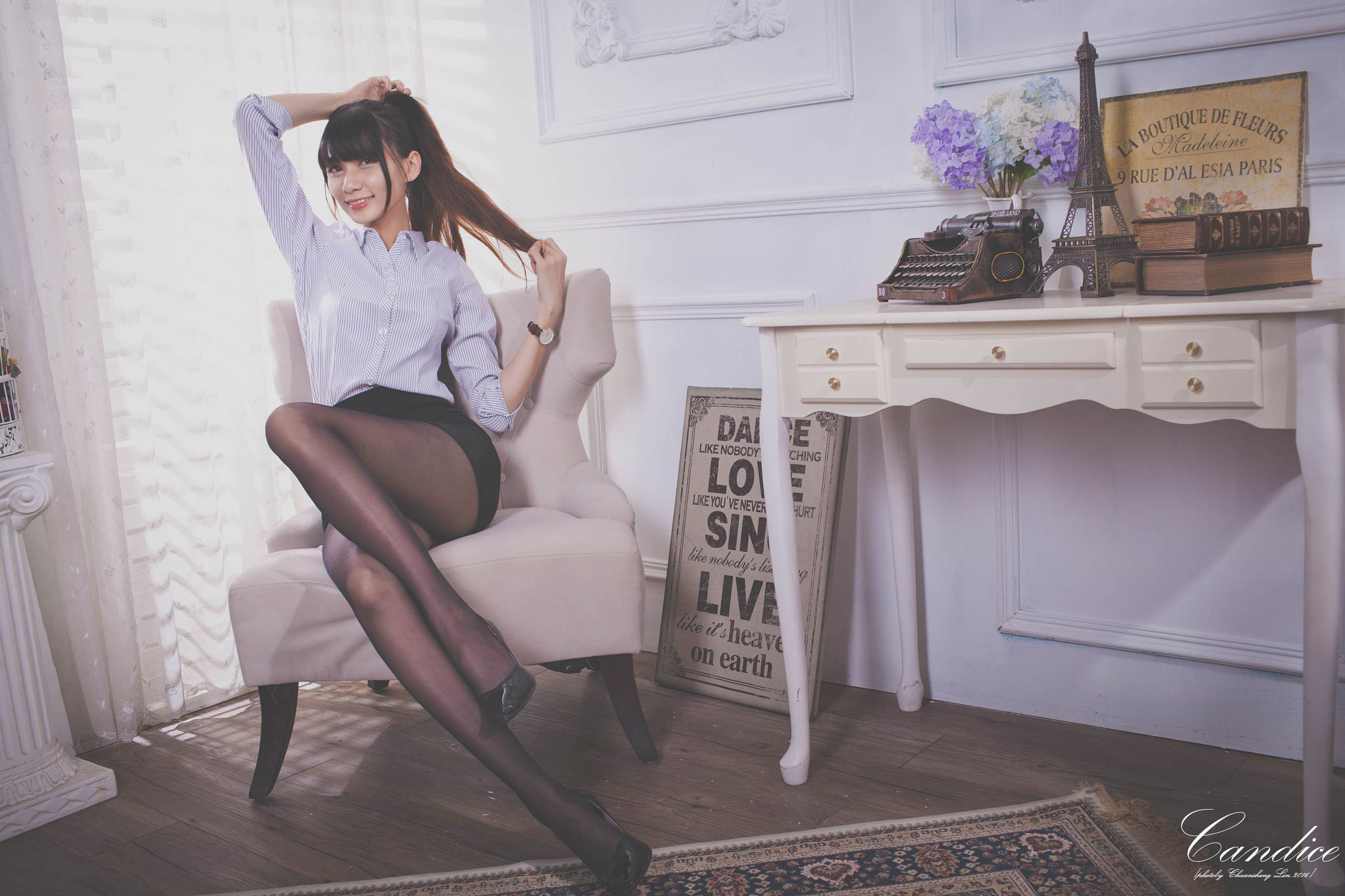 蔡译心 - 棚拍黑丝制服美腿-图9