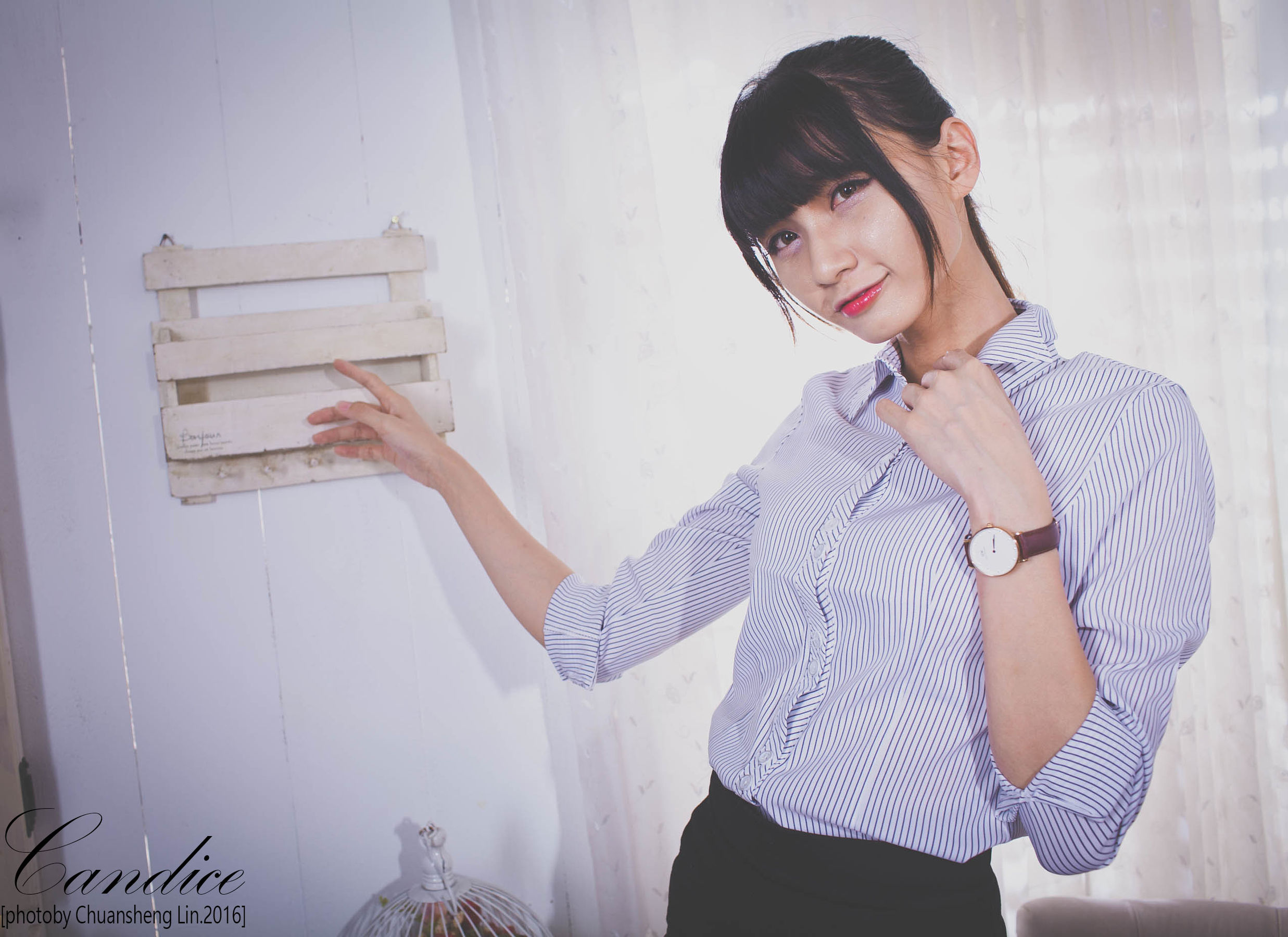 蔡译心 - 棚拍黑丝制服美腿-图16