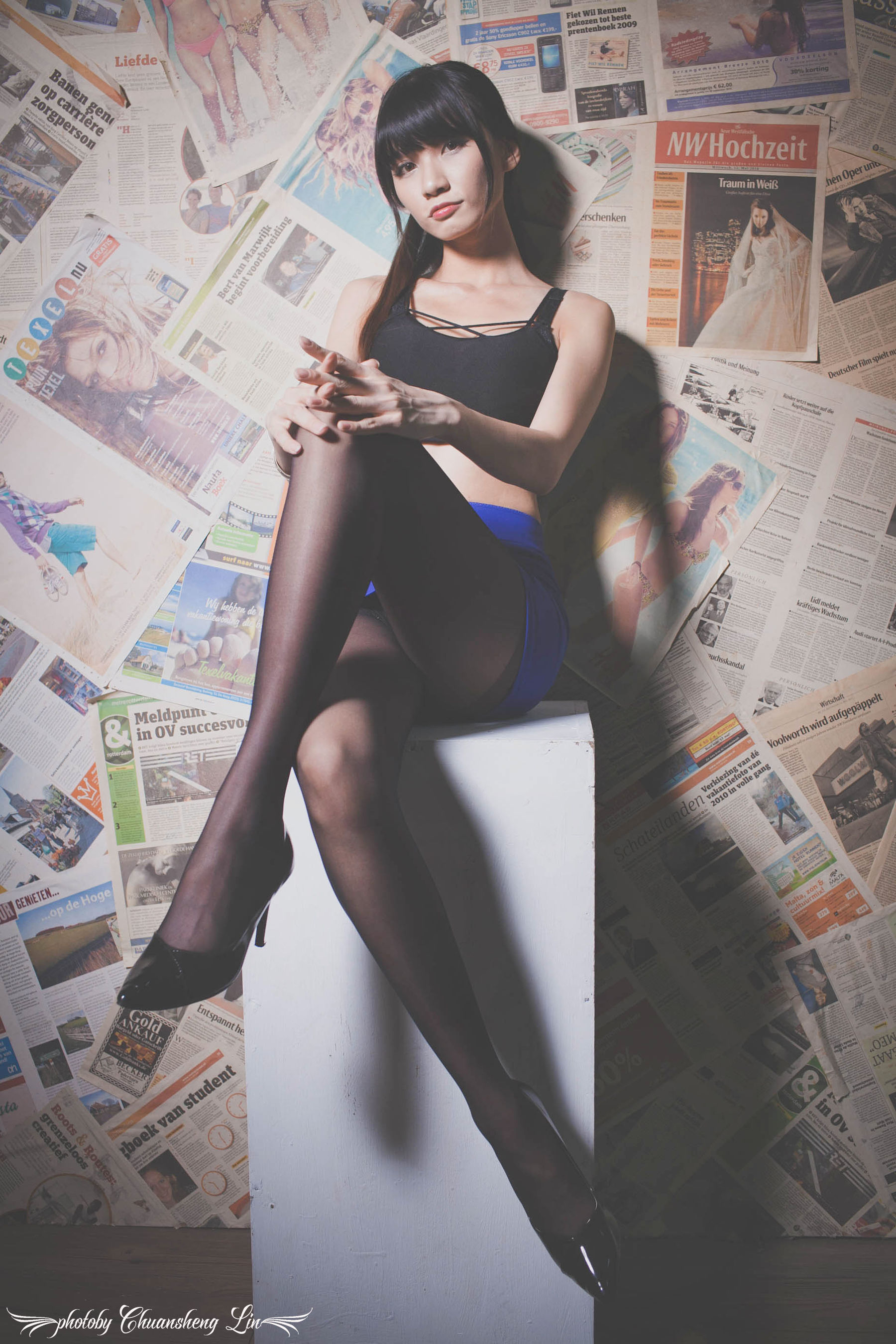 蔡译心 - 棚拍黑丝制服美腿-图80