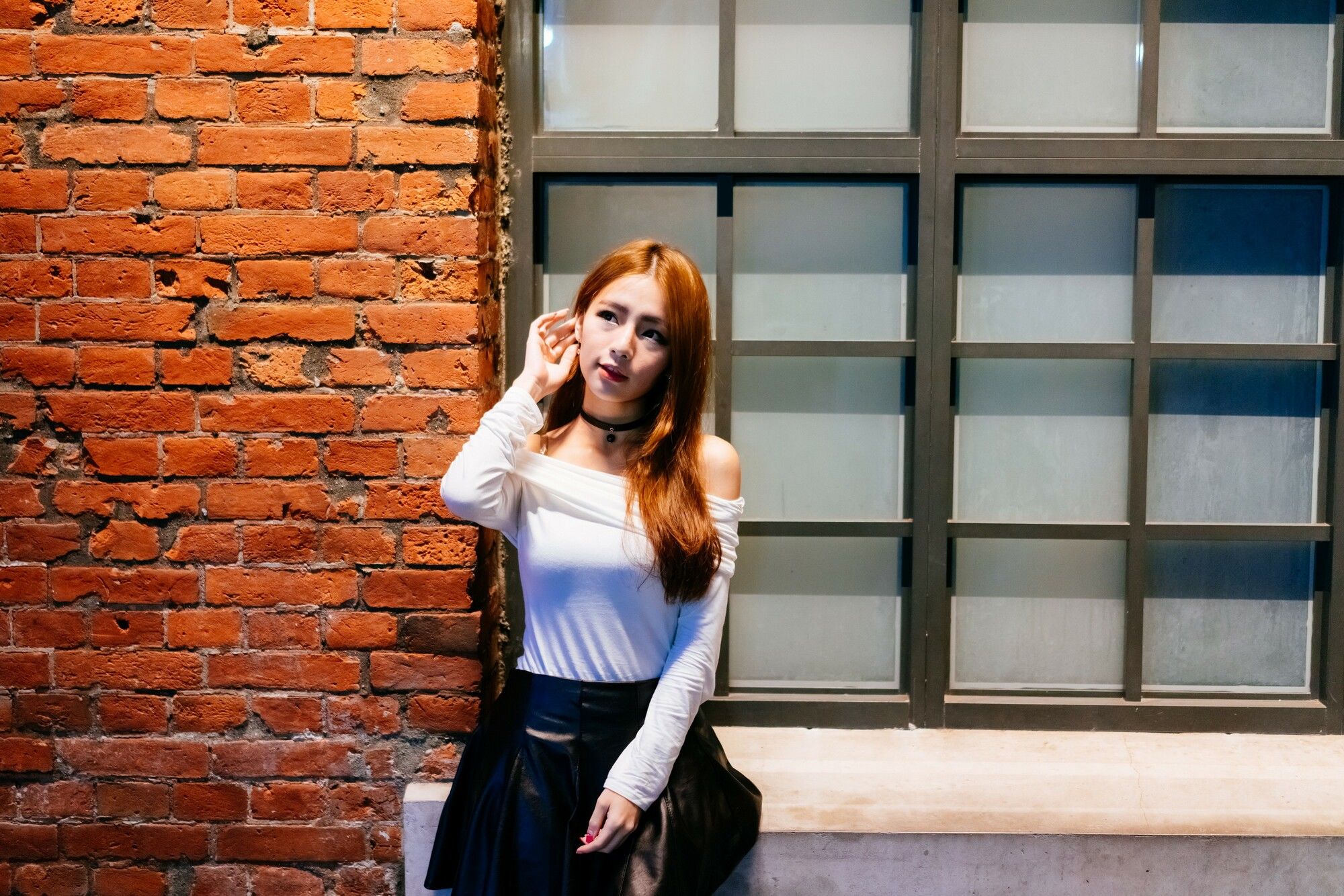 Dora周盈欣 街拍长靴黑丝皮裙-图15