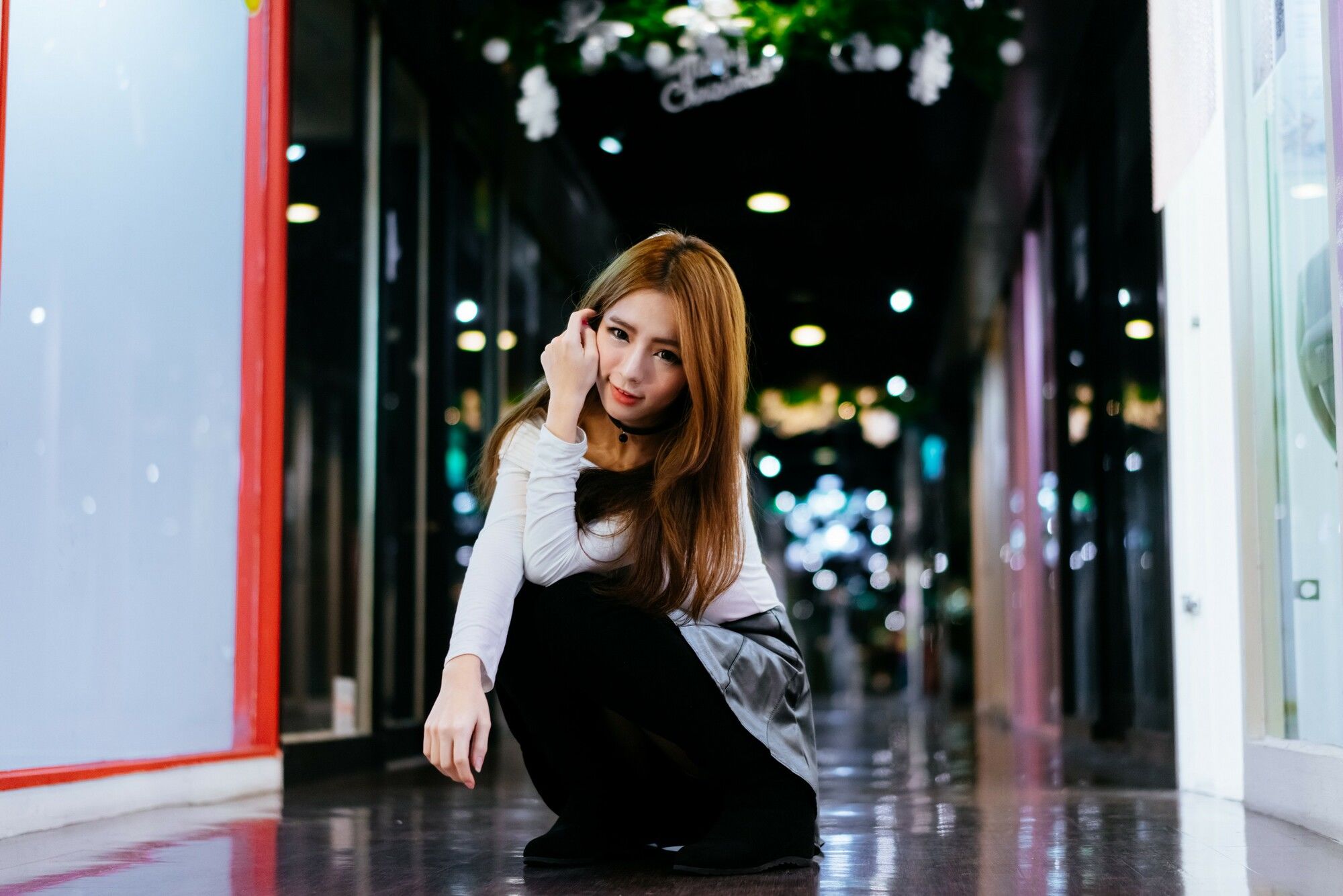 Dora周盈欣 街拍长靴黑丝皮裙-图51