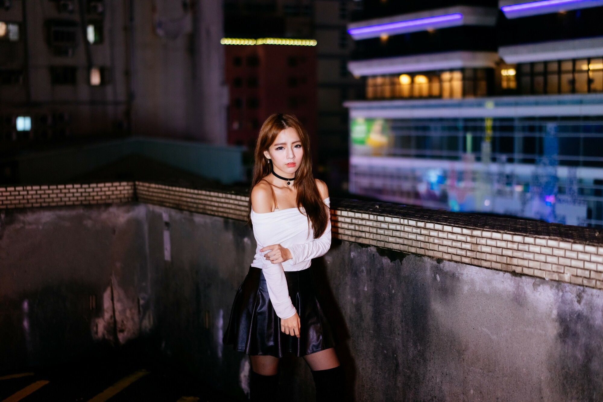 Dora周盈欣 街拍长靴黑丝皮裙-图76