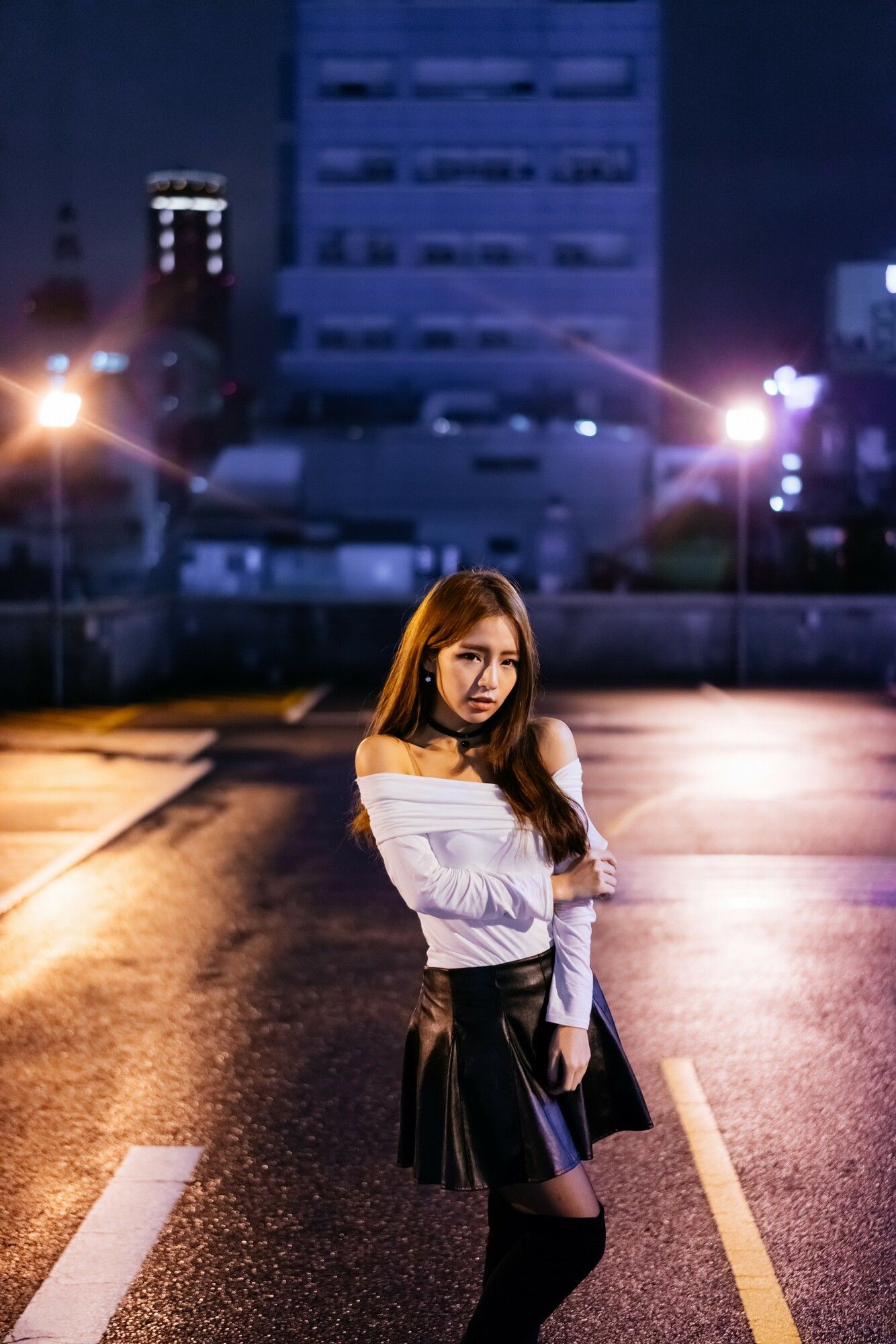 Dora周盈欣 街拍长靴黑丝皮裙-图86