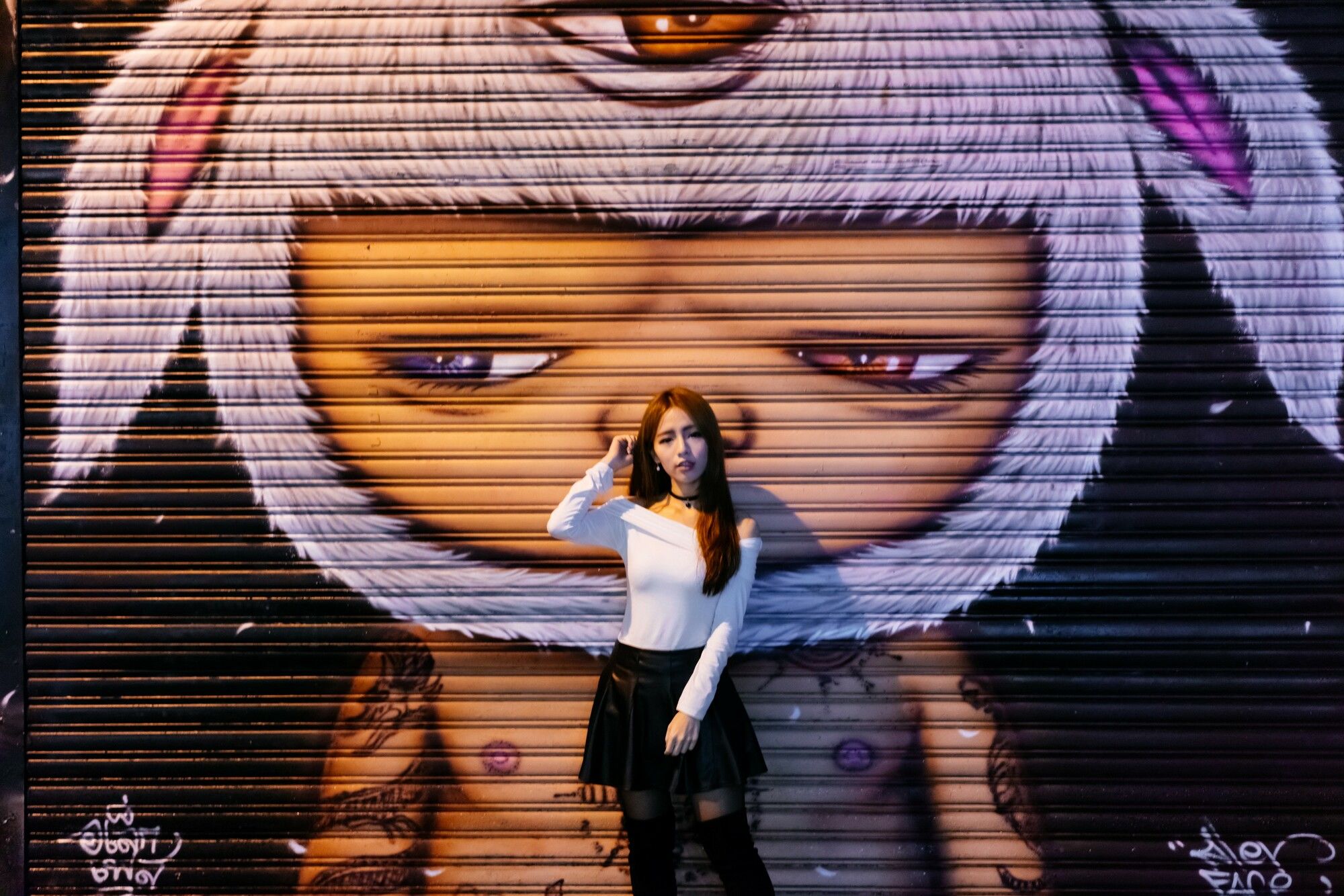 Dora周盈欣 街拍长靴黑丝皮裙-图90