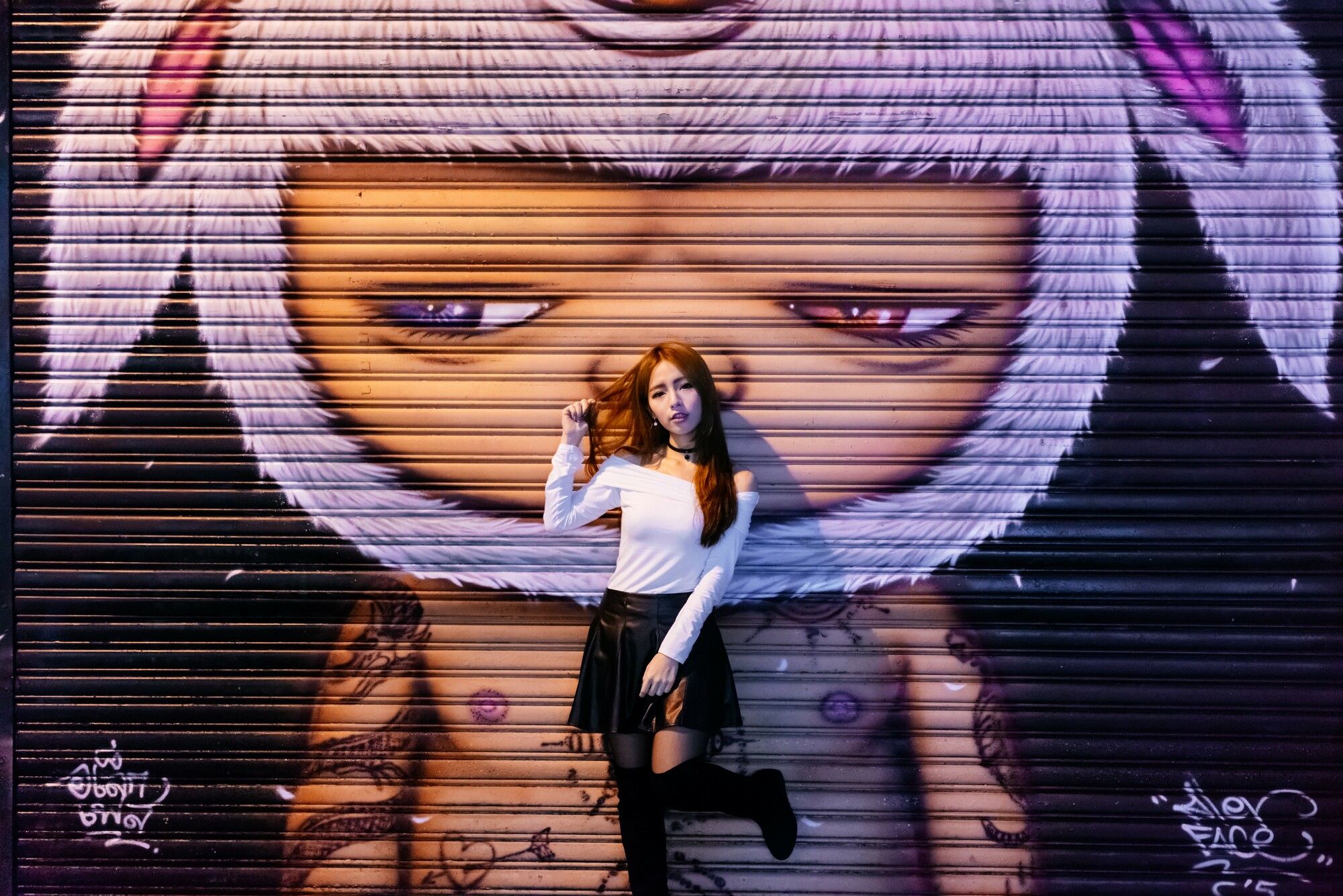 Dora周盈欣 街拍长靴黑丝皮裙-图91