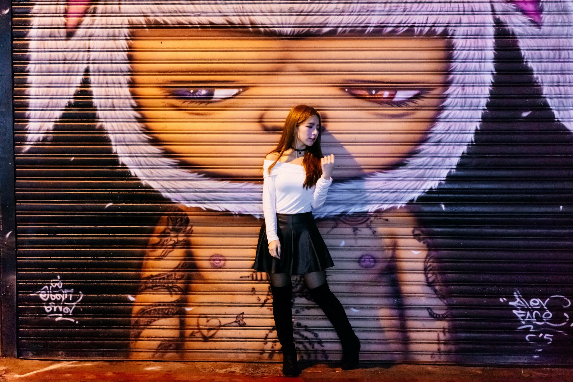 Dora周盈欣 街拍长靴黑丝皮裙-图92