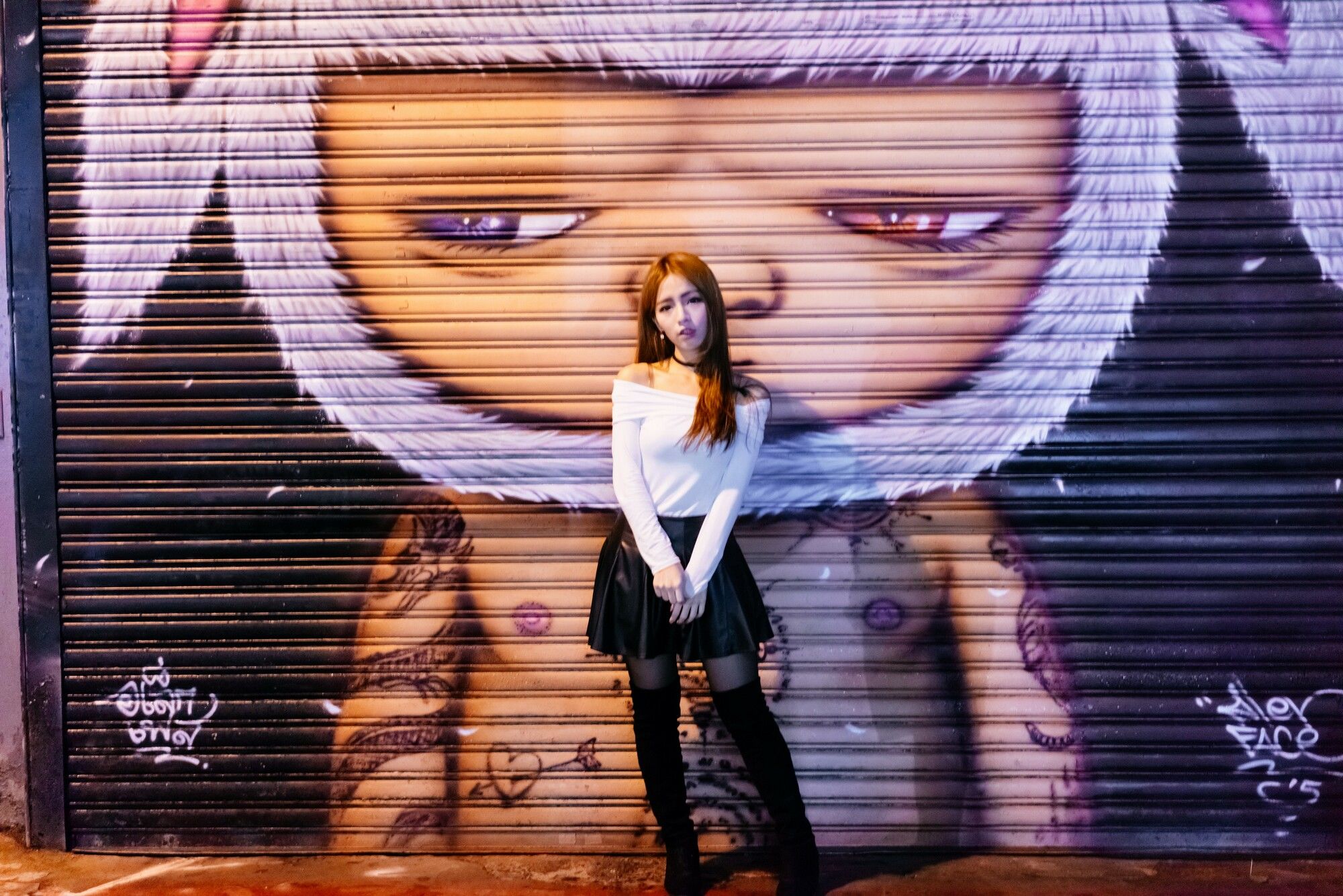 Dora周盈欣 街拍长靴黑丝皮裙-图93