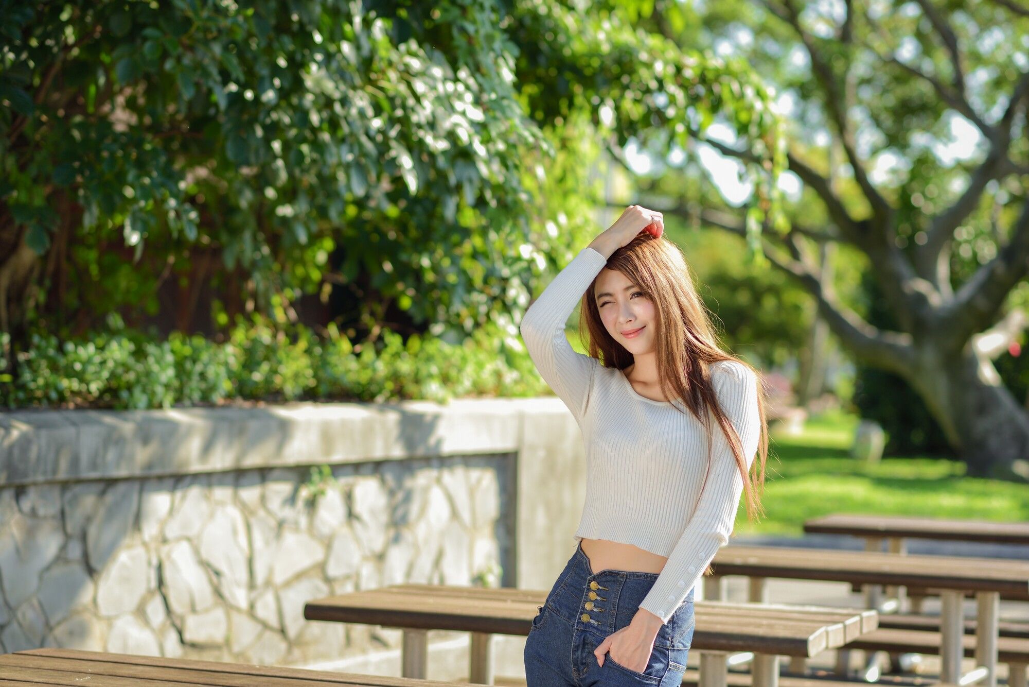 夏晴Miso《公园牛仔紧身裤美腿》-图16