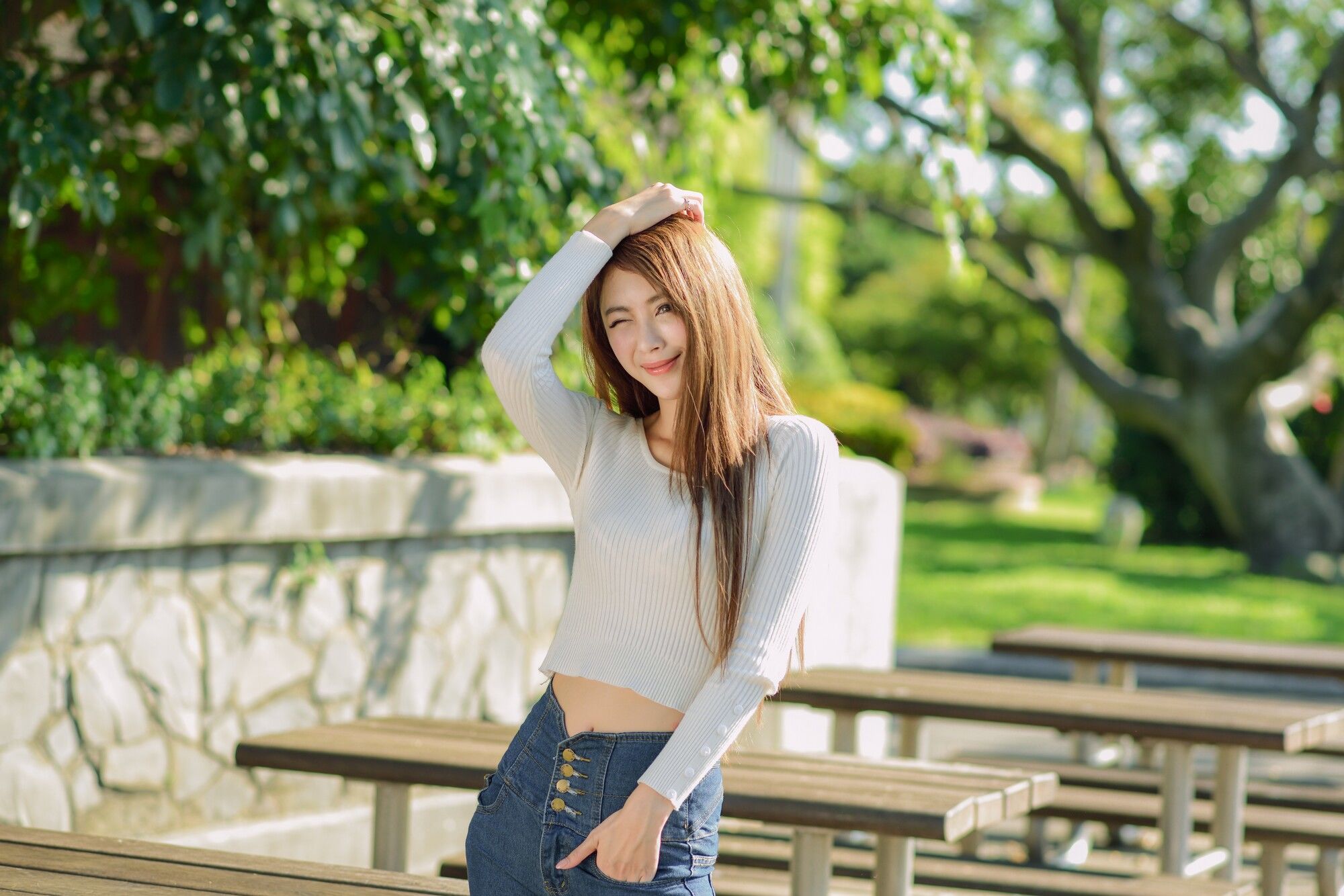 夏晴Miso《公园牛仔紧身裤美腿》-图41