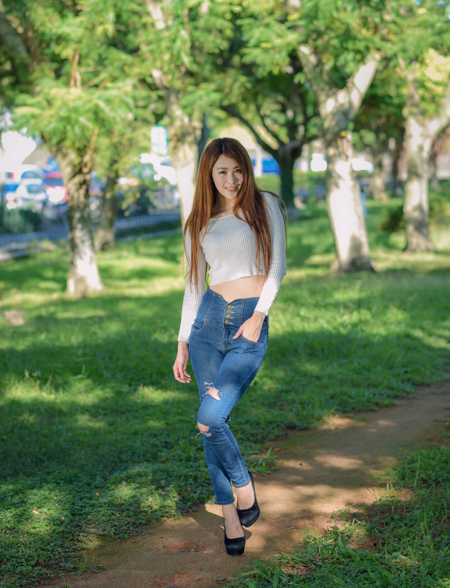 夏晴Miso《公园牛仔紧身裤美腿》-图46