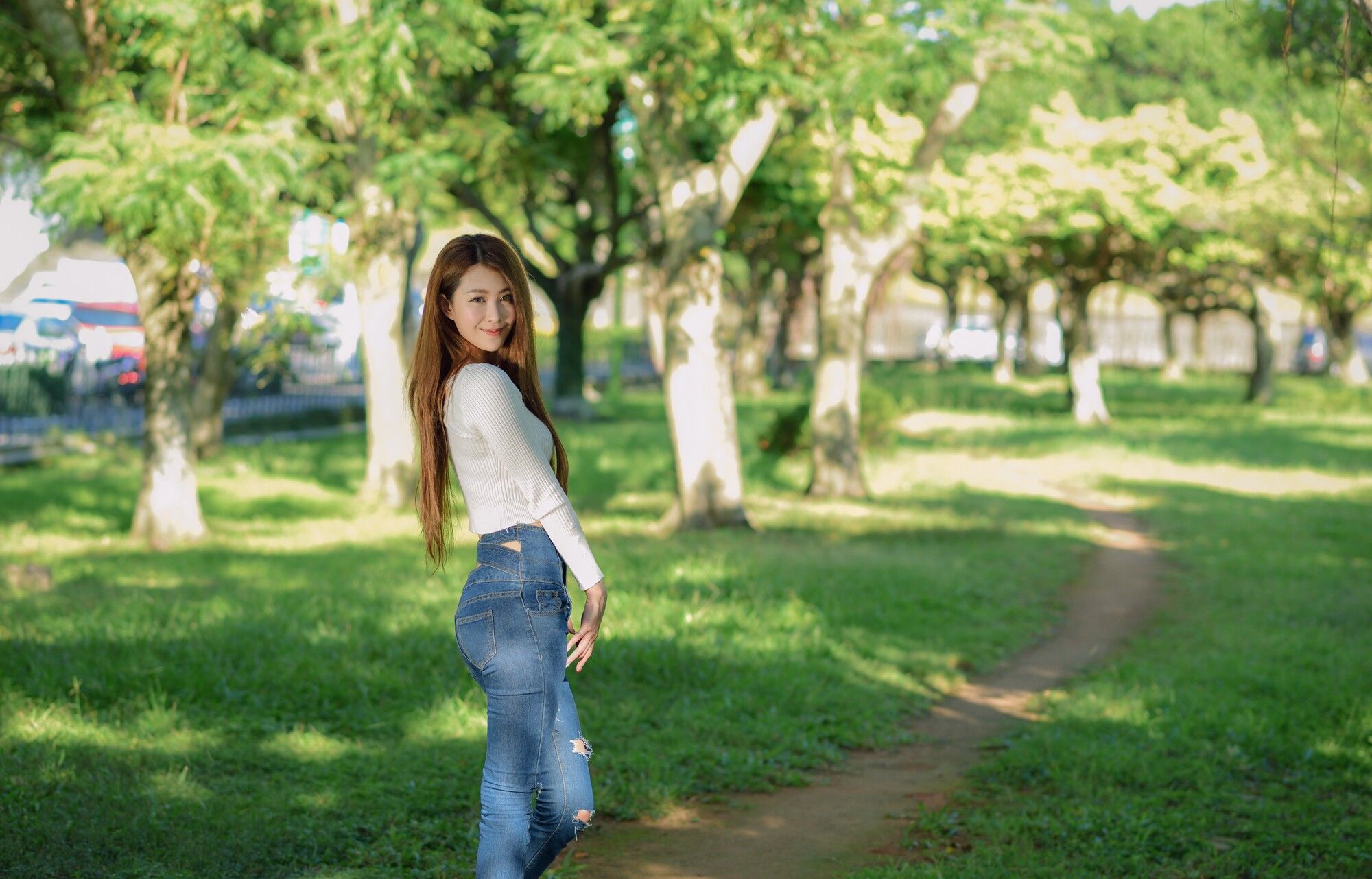 夏晴Miso《公园牛仔紧身裤美腿》-图53