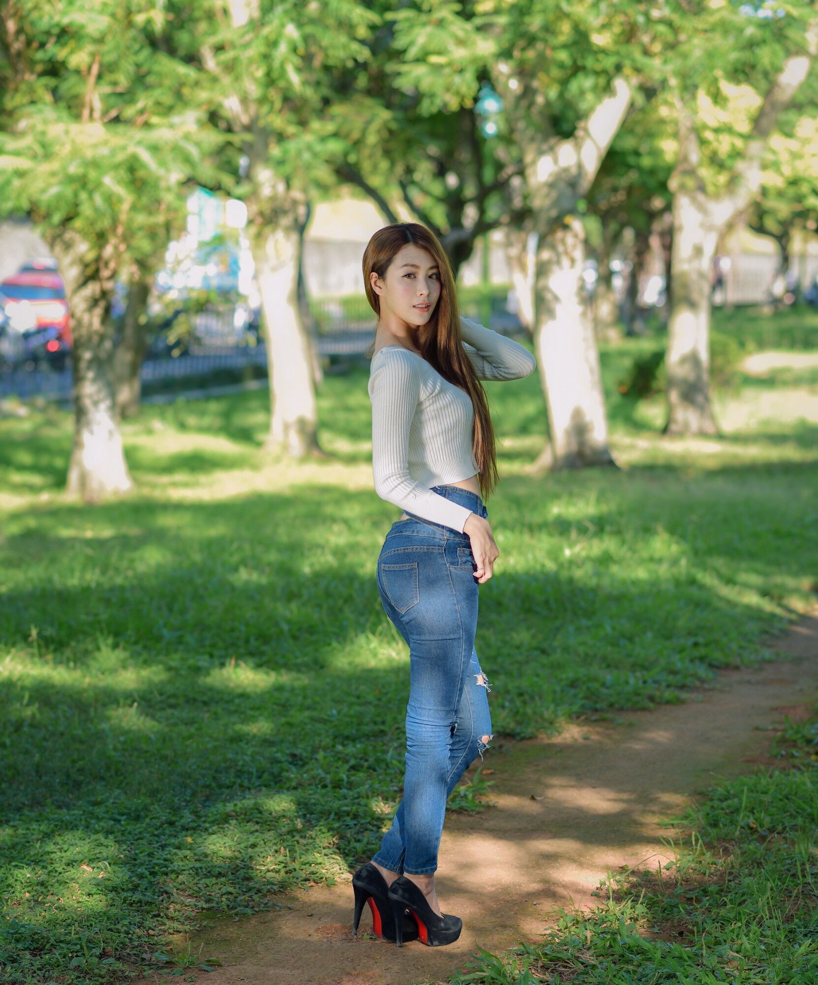 夏晴Miso《公园牛仔紧身裤美腿》-图54