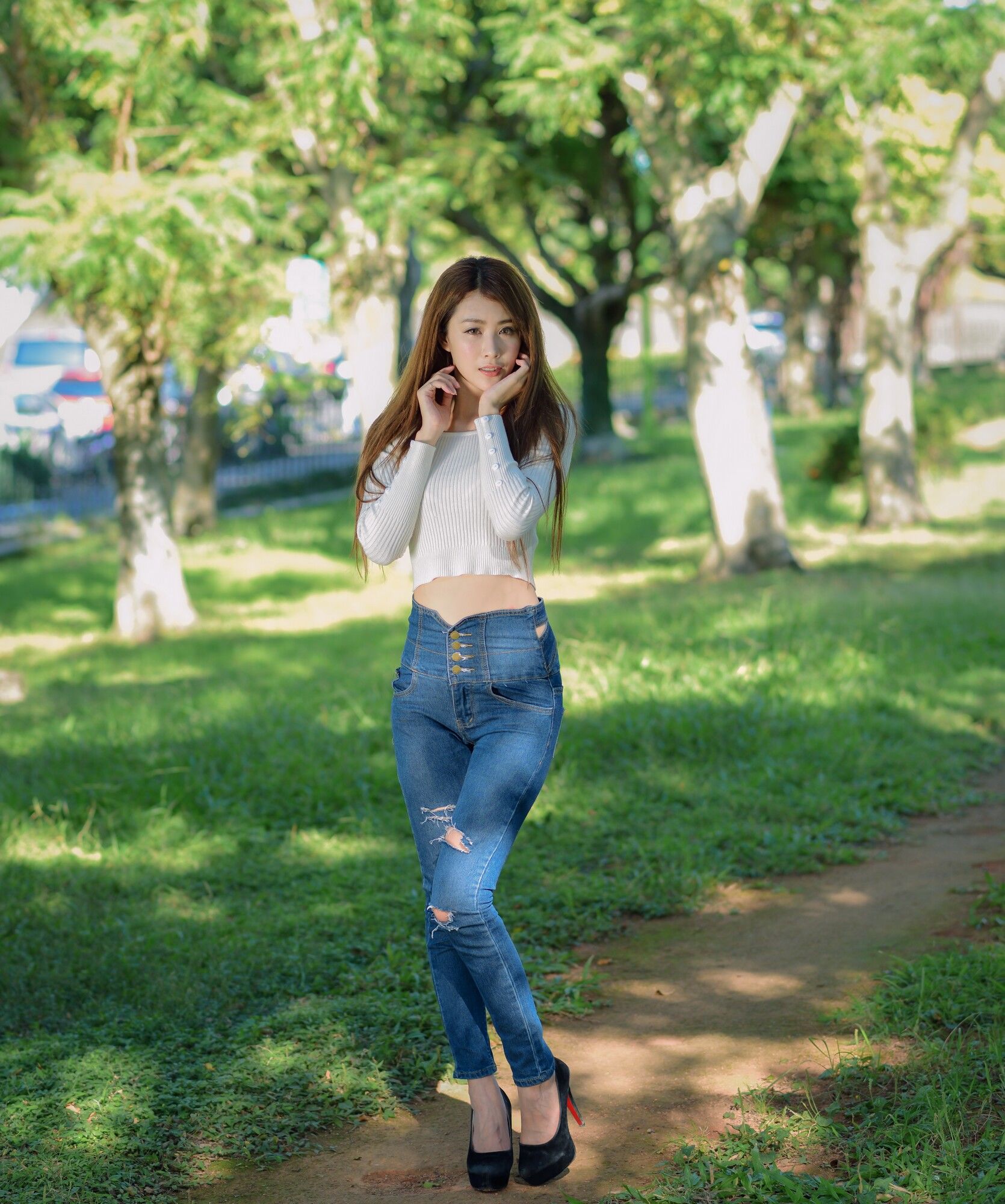 夏晴Miso《公园牛仔紧身裤美腿》-图55