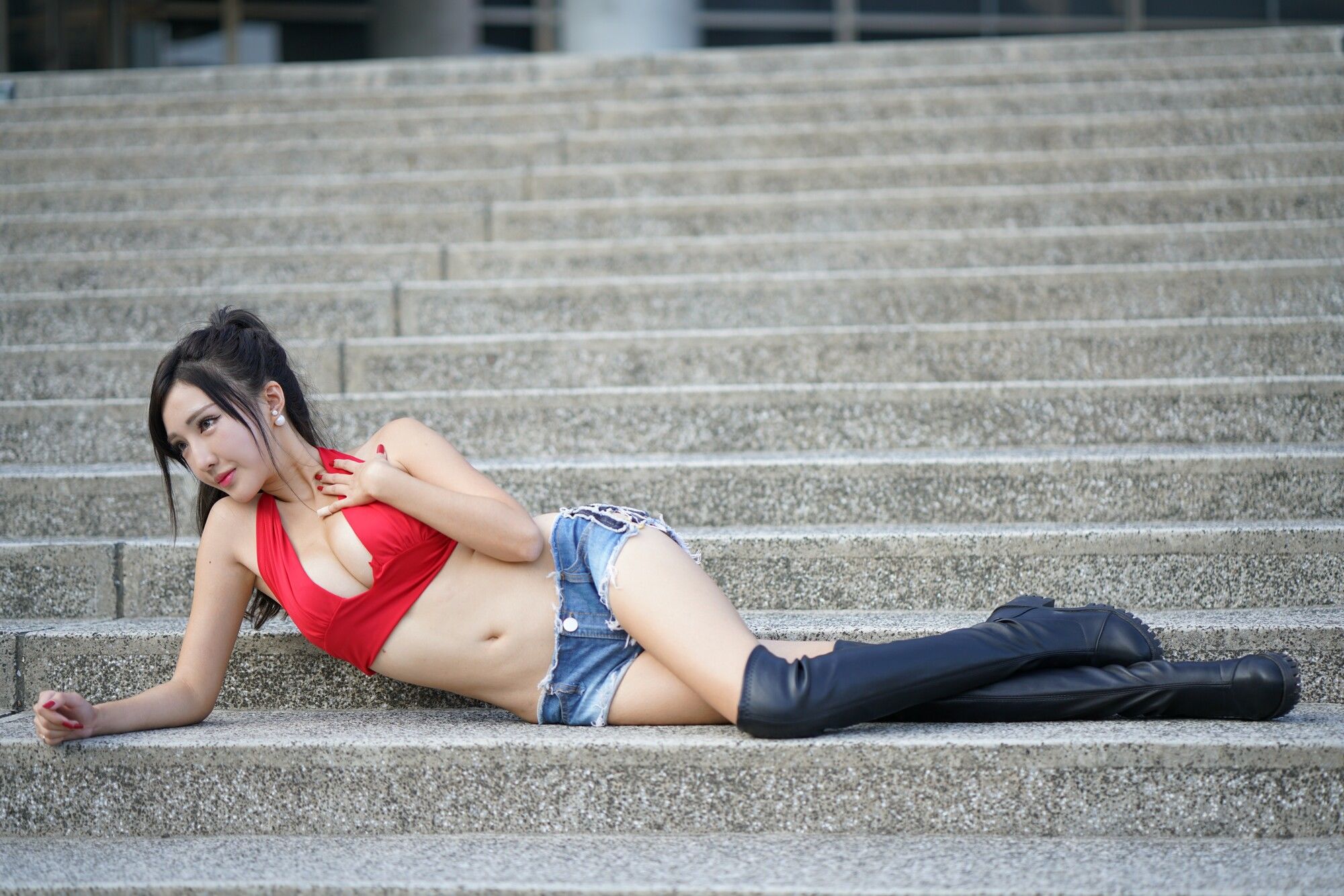 赵芸Syuan《台中美術館》牛仔长靴街拍-图47