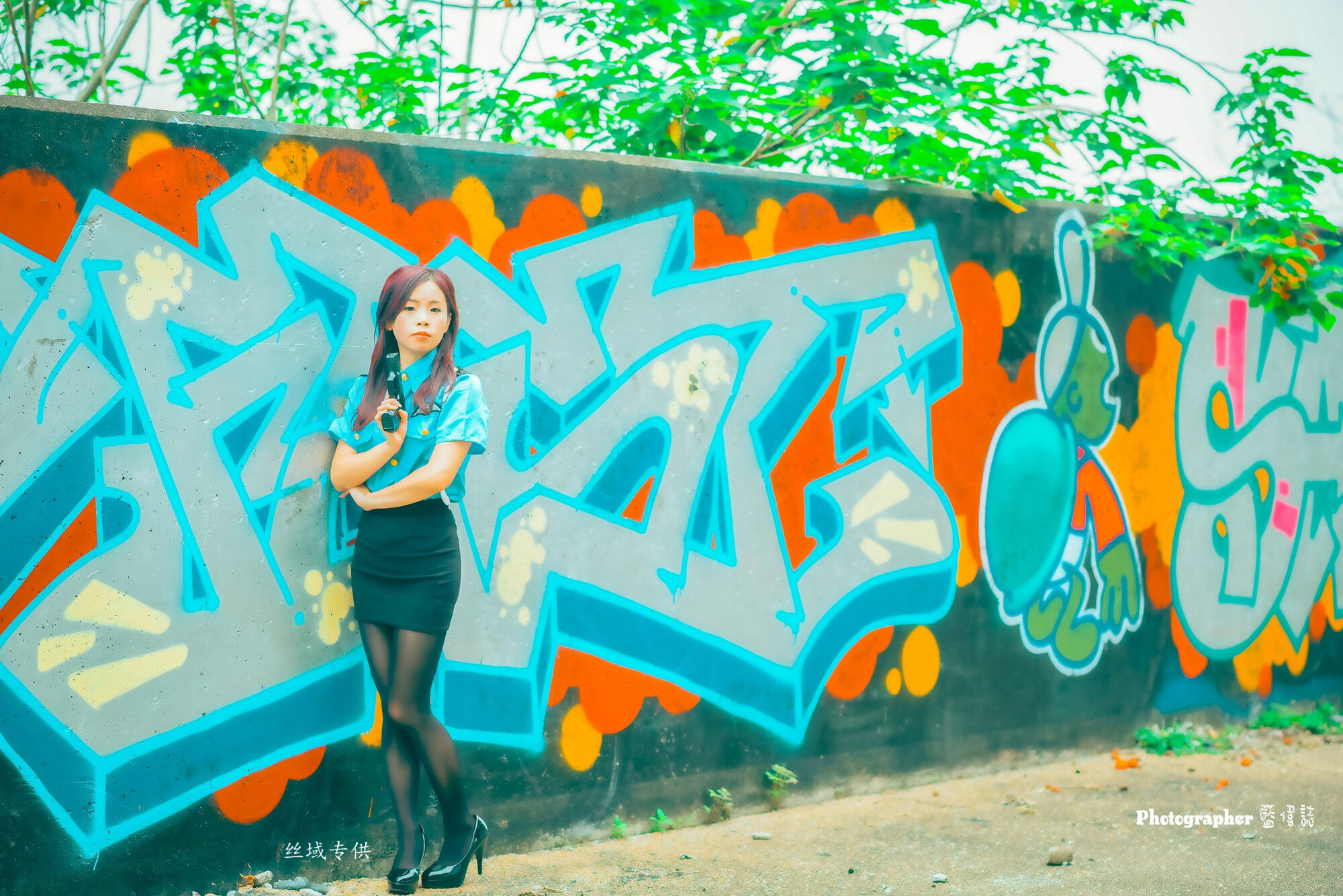 賴筱菁 中彰橋下-(女警黑丝）-图0