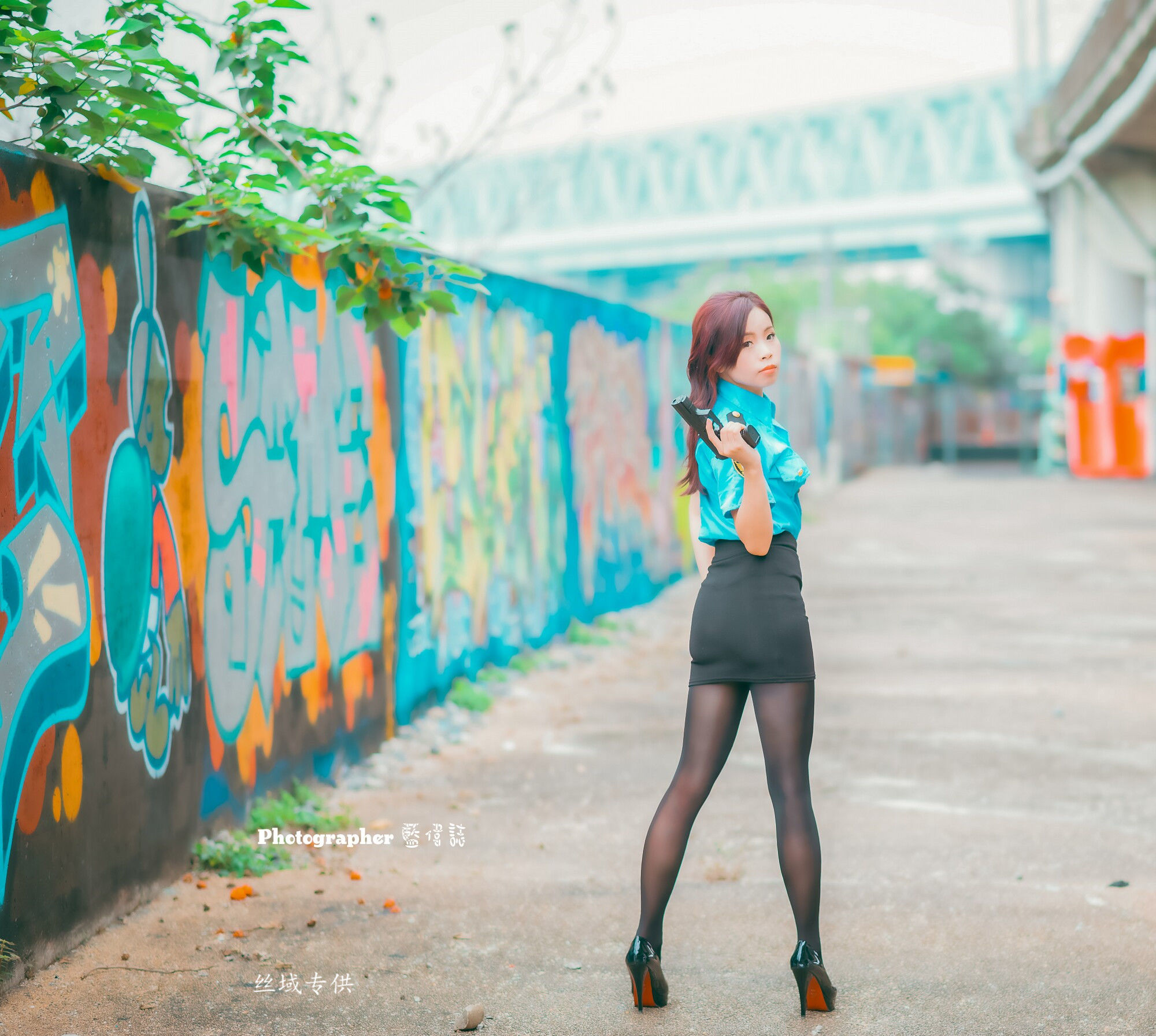 賴筱菁 中彰橋下-(女警黑丝）-图9