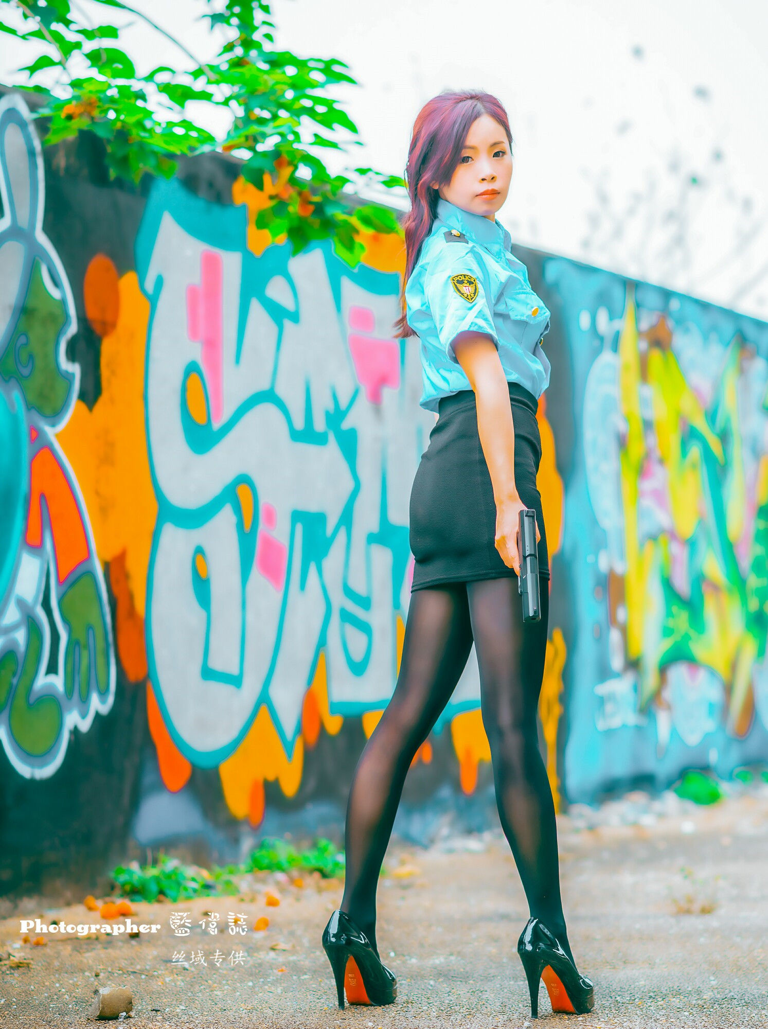 賴筱菁 中彰橋下-(女警黑丝）-图10