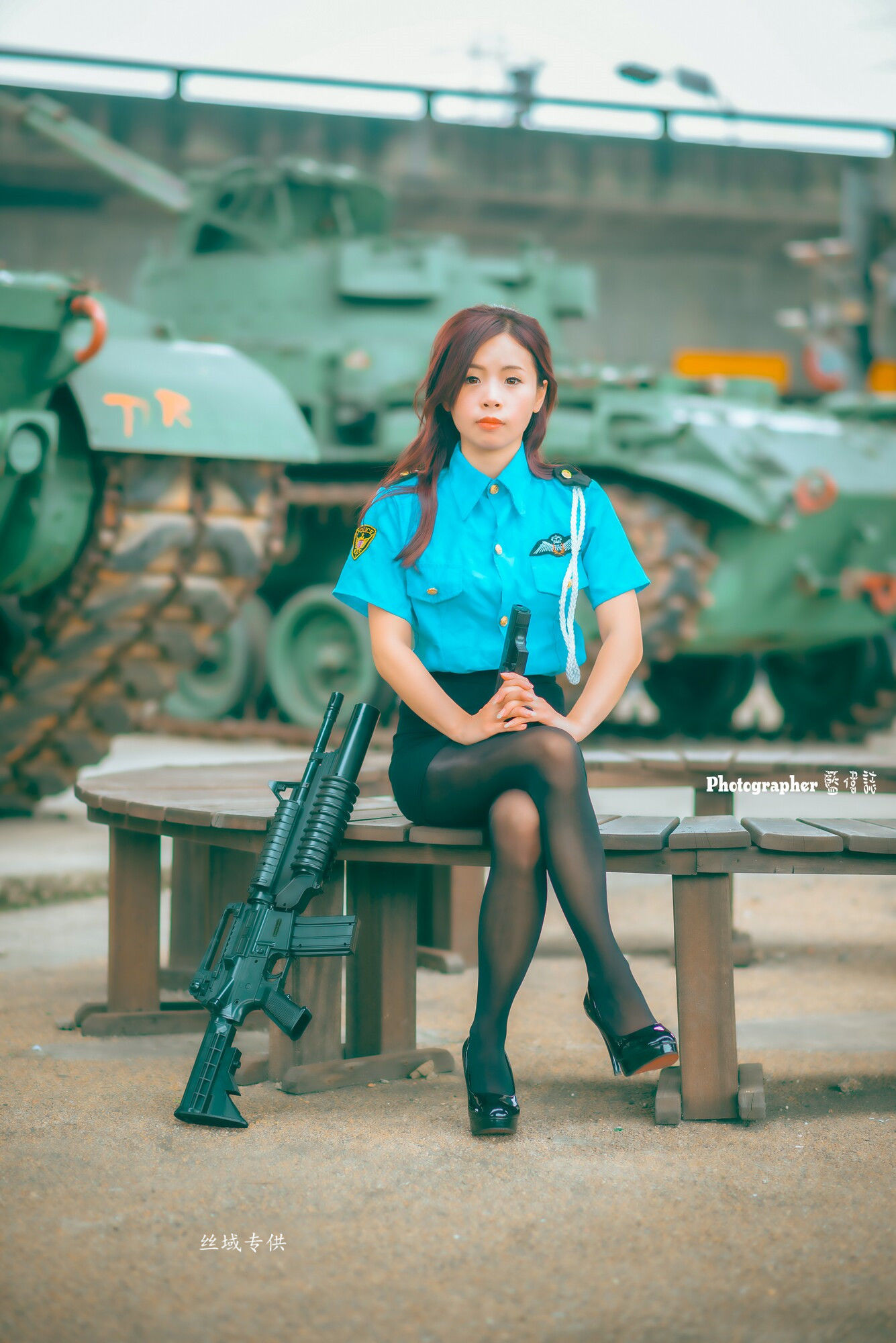 賴筱菁 中彰橋下-(女警黑丝）-图16