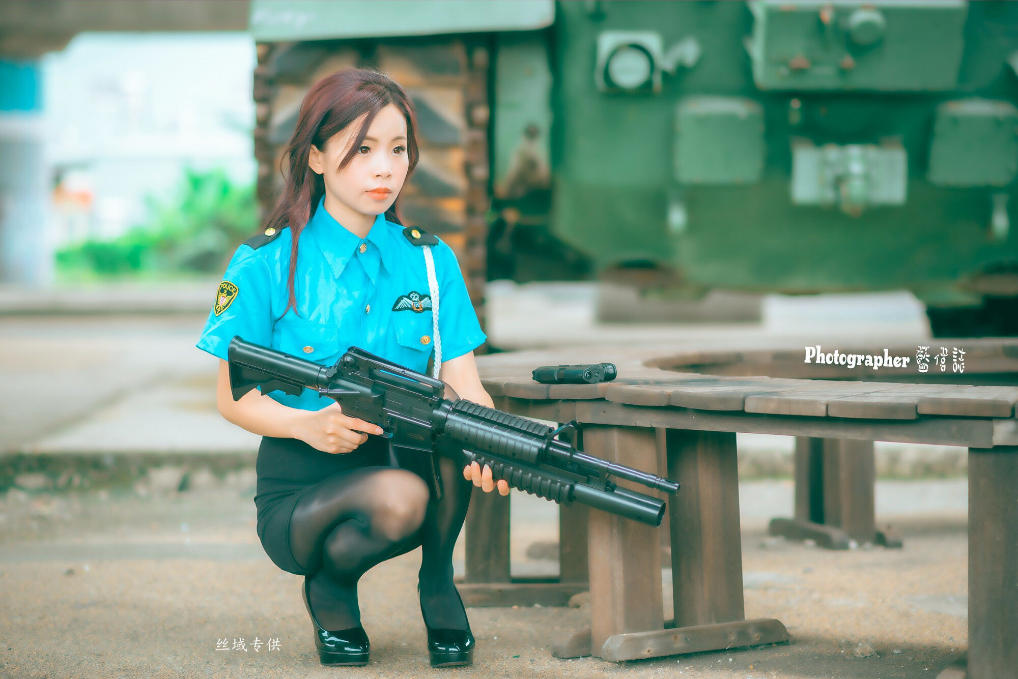 賴筱菁 中彰橋下-(女警黑丝）-图18