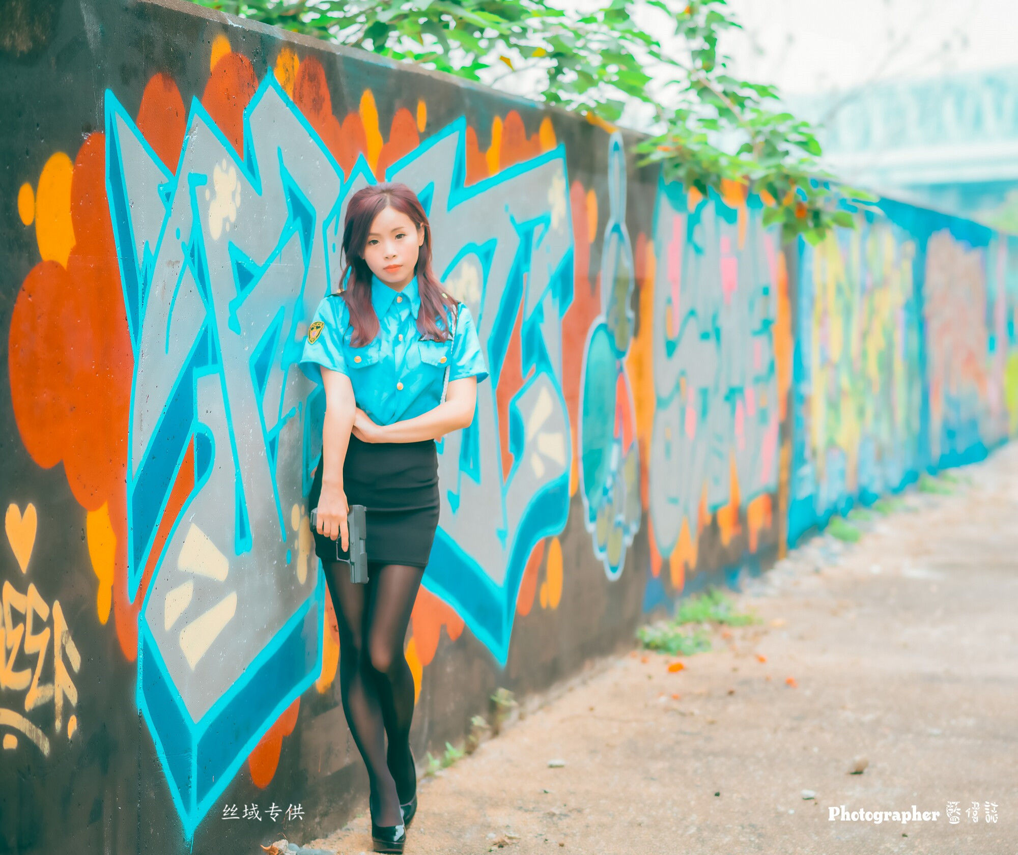 賴筱菁 中彰橋下-(女警黑丝）-图1