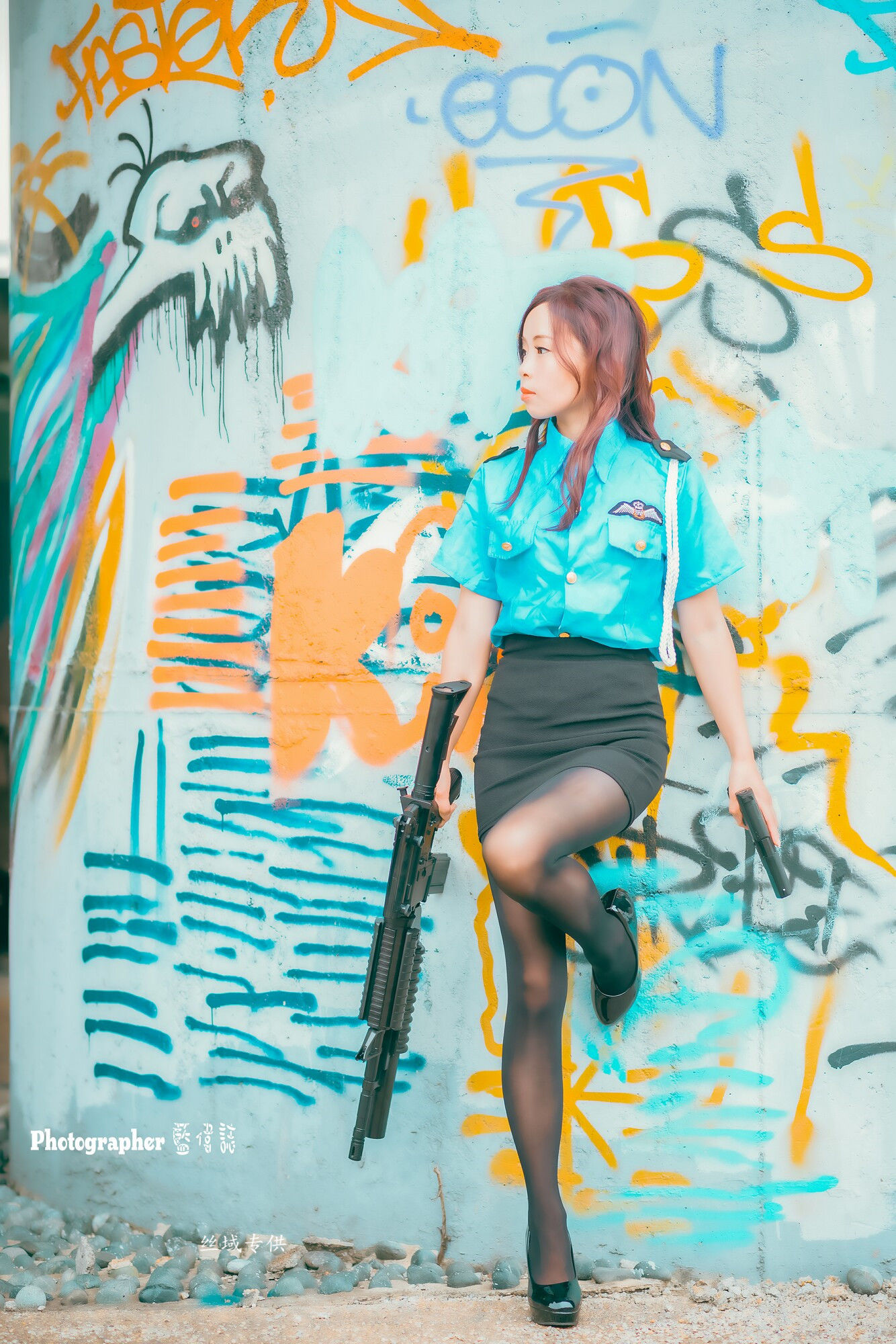 賴筱菁 中彰橋下-(女警黑丝）-图21