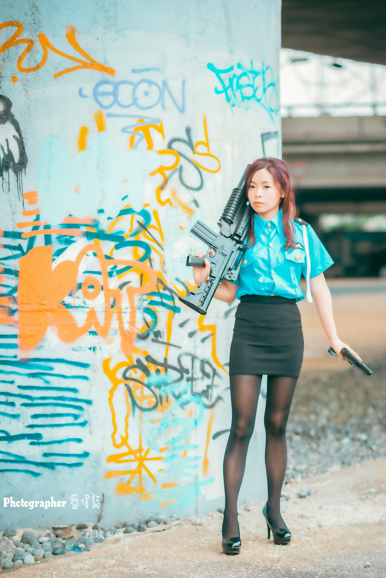 賴筱菁 中彰橋下-(女警黑丝）-图22