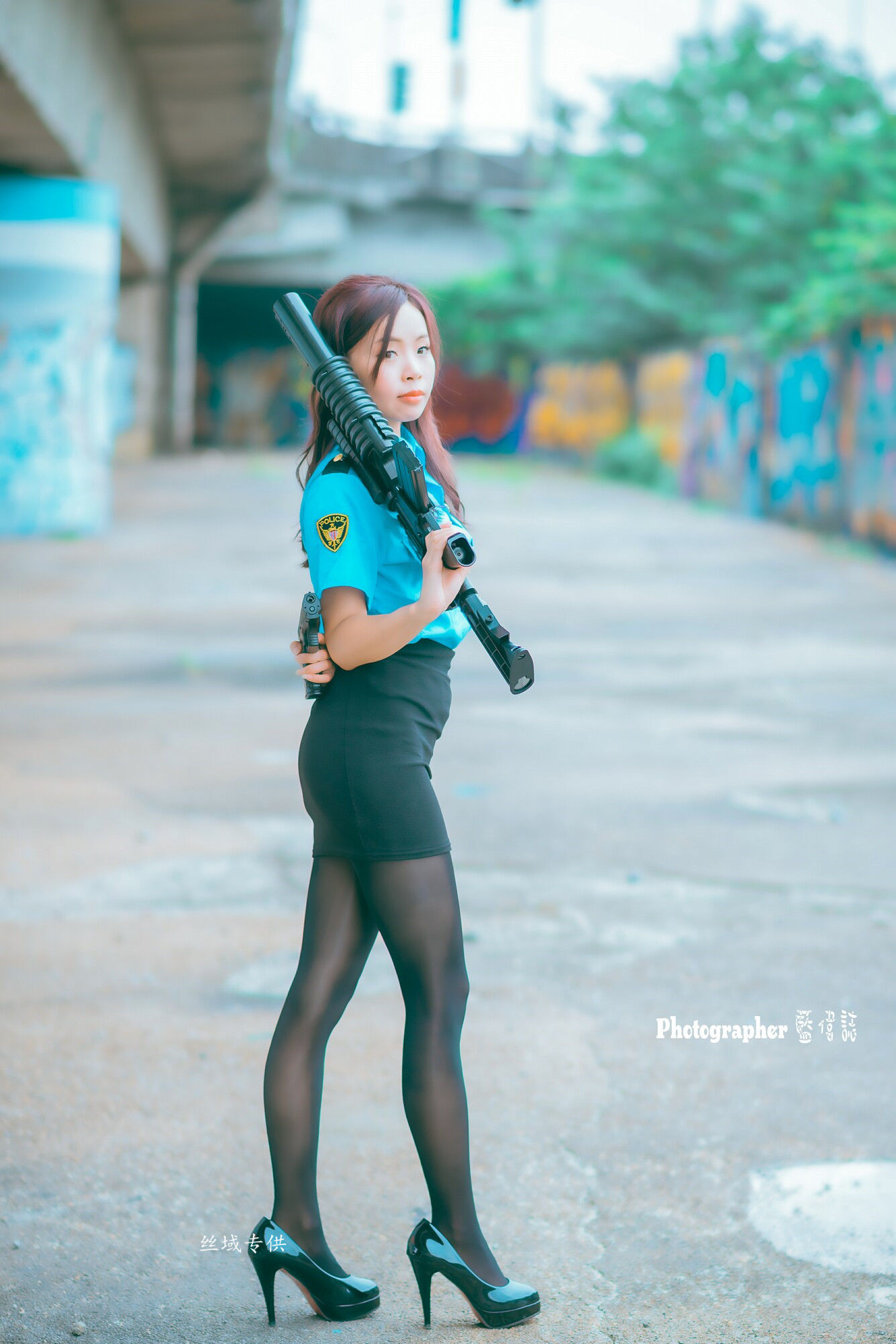 賴筱菁 中彰橋下-(女警黑丝）-图25