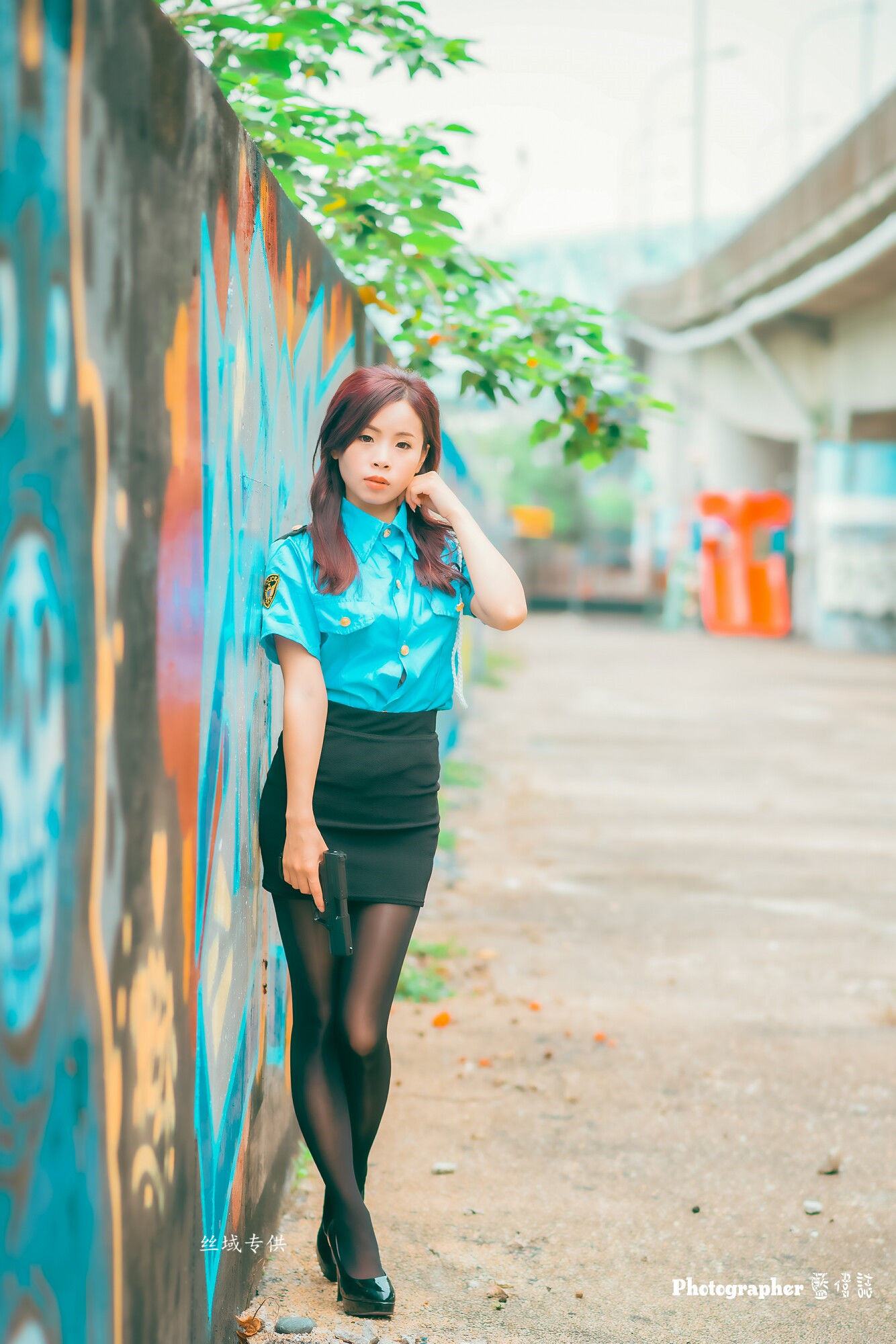 賴筱菁 中彰橋下-(女警黑丝）-图2