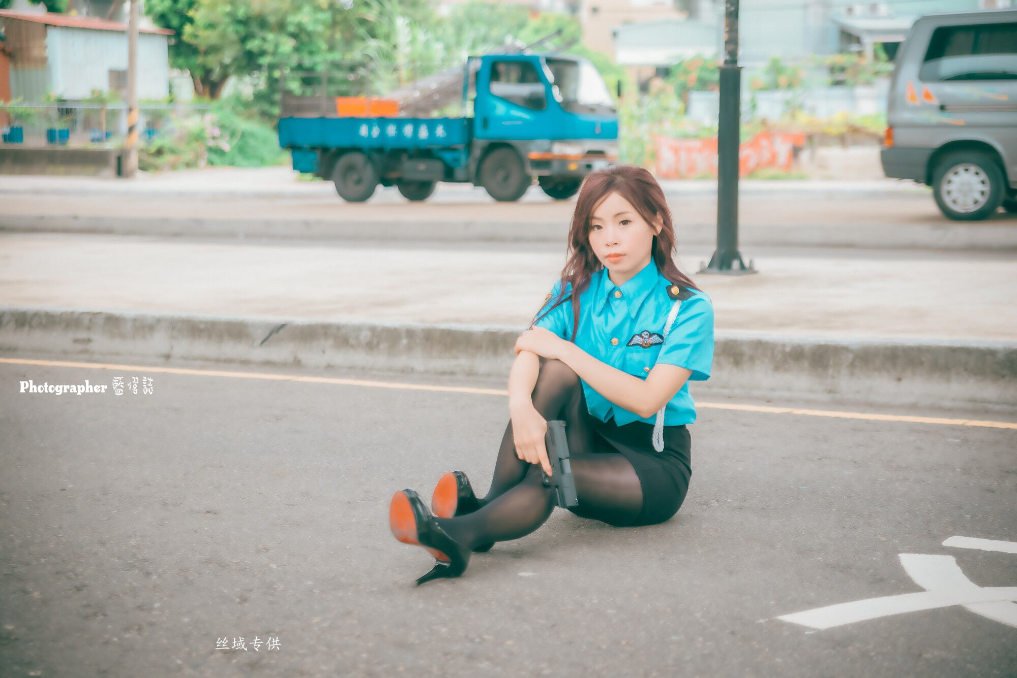 賴筱菁 中彰橋下-(女警黑丝）-图35