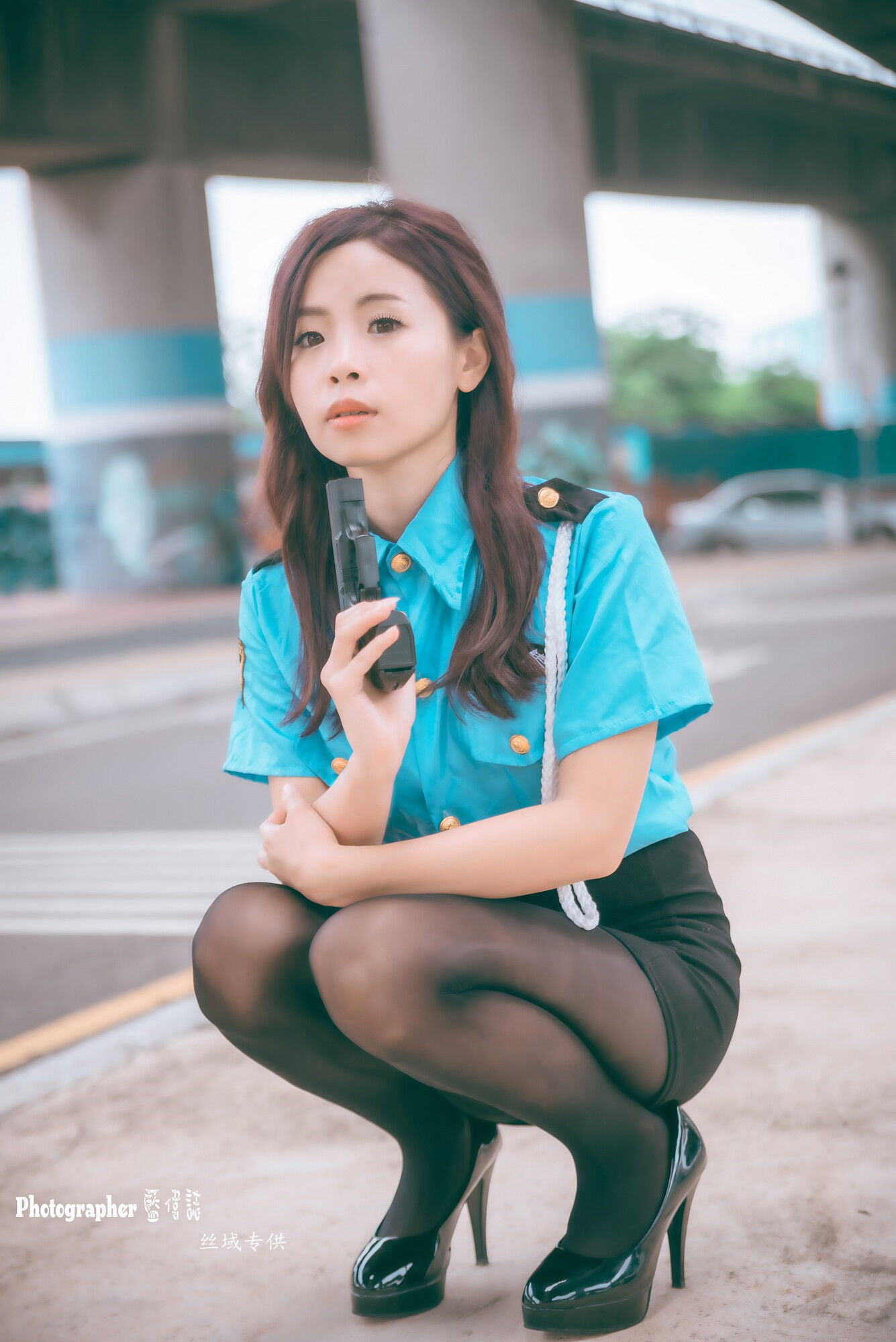 賴筱菁 中彰橋下-(女警黑丝）-图47