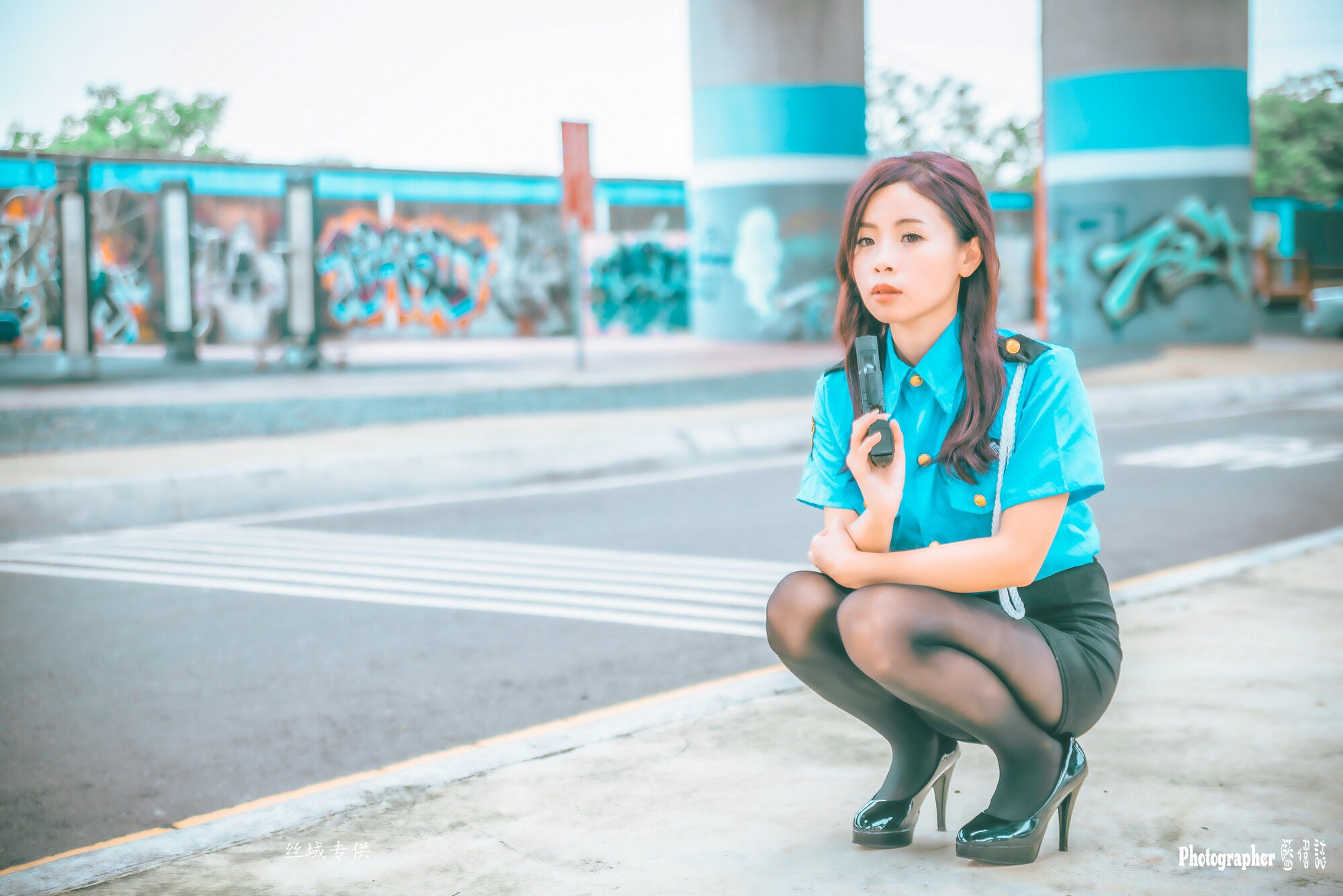 賴筱菁 中彰橋下-(女警黑丝）-图48
