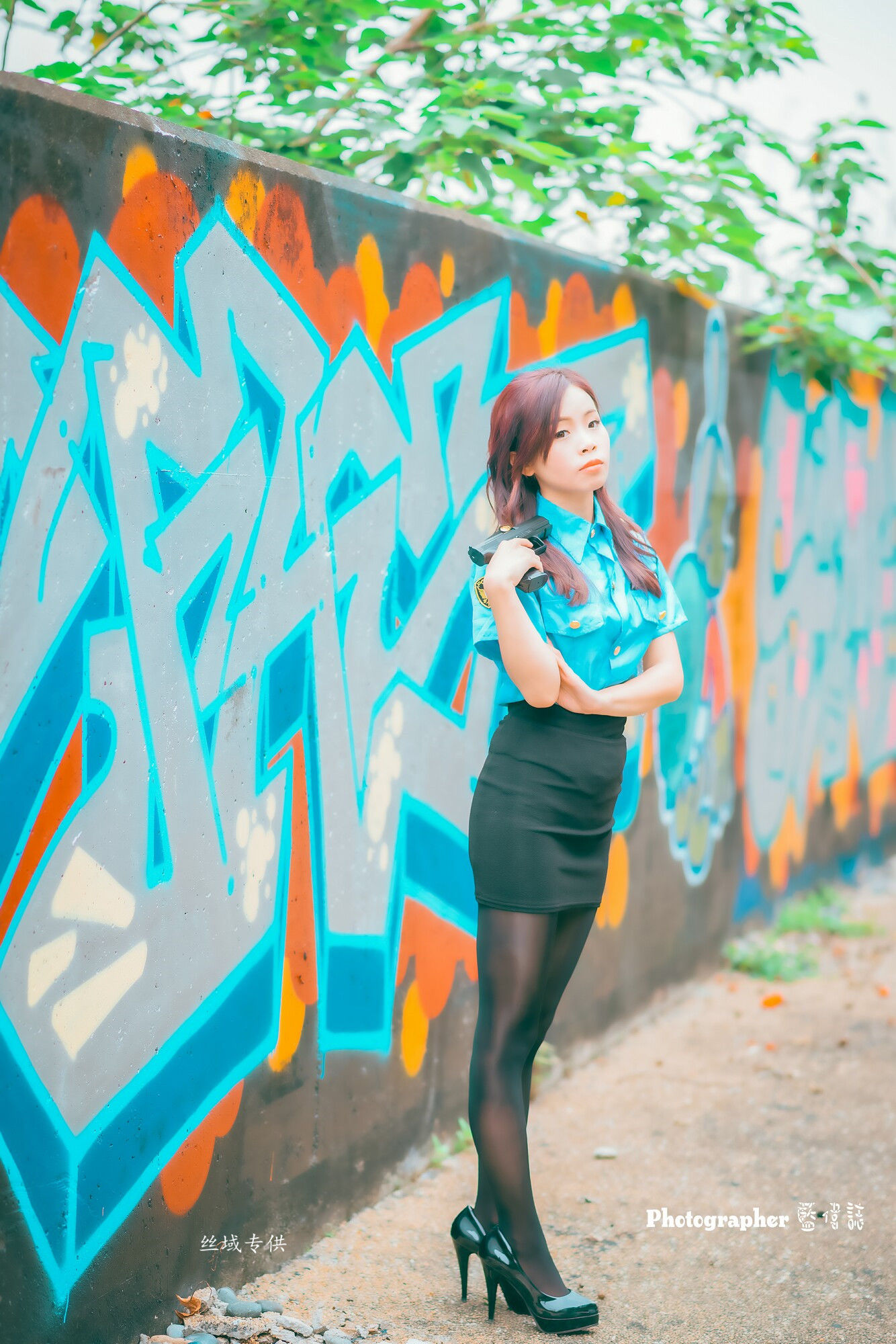 賴筱菁 中彰橋下-(女警黑丝）-图5