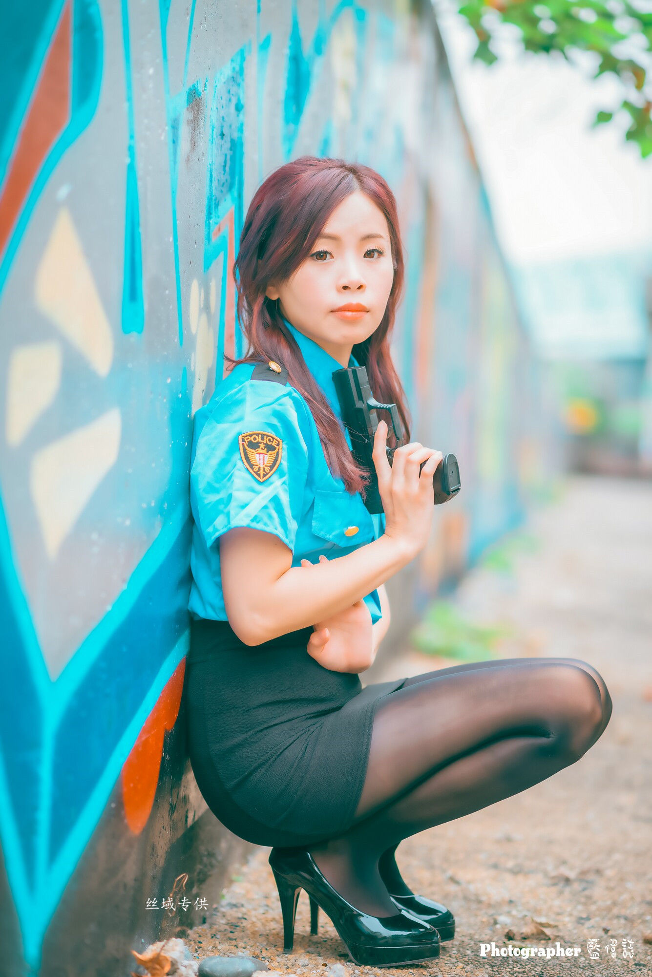 賴筱菁 中彰橋下-(女警黑丝）-图6