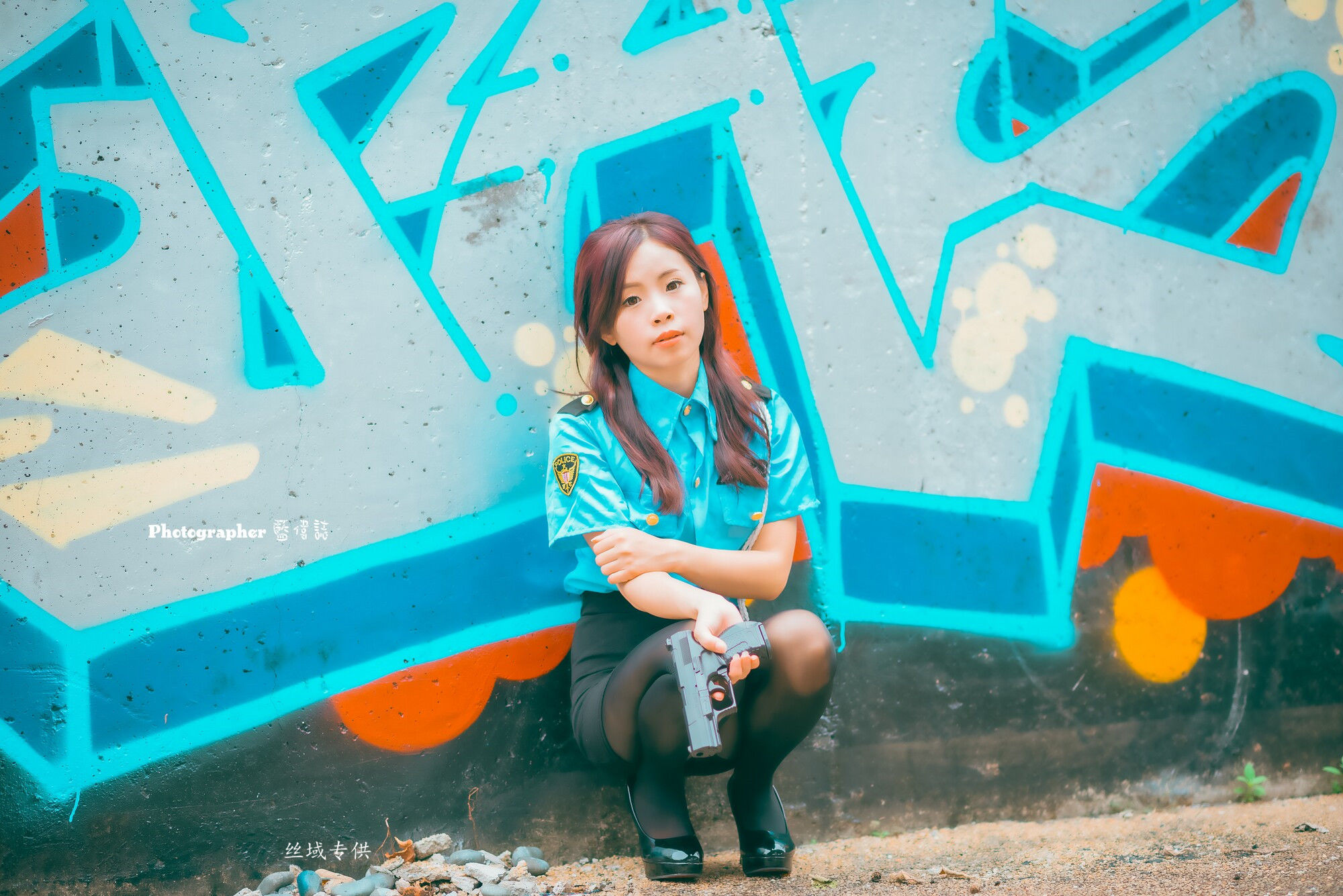 賴筱菁 中彰橋下-(女警黑丝）-图7