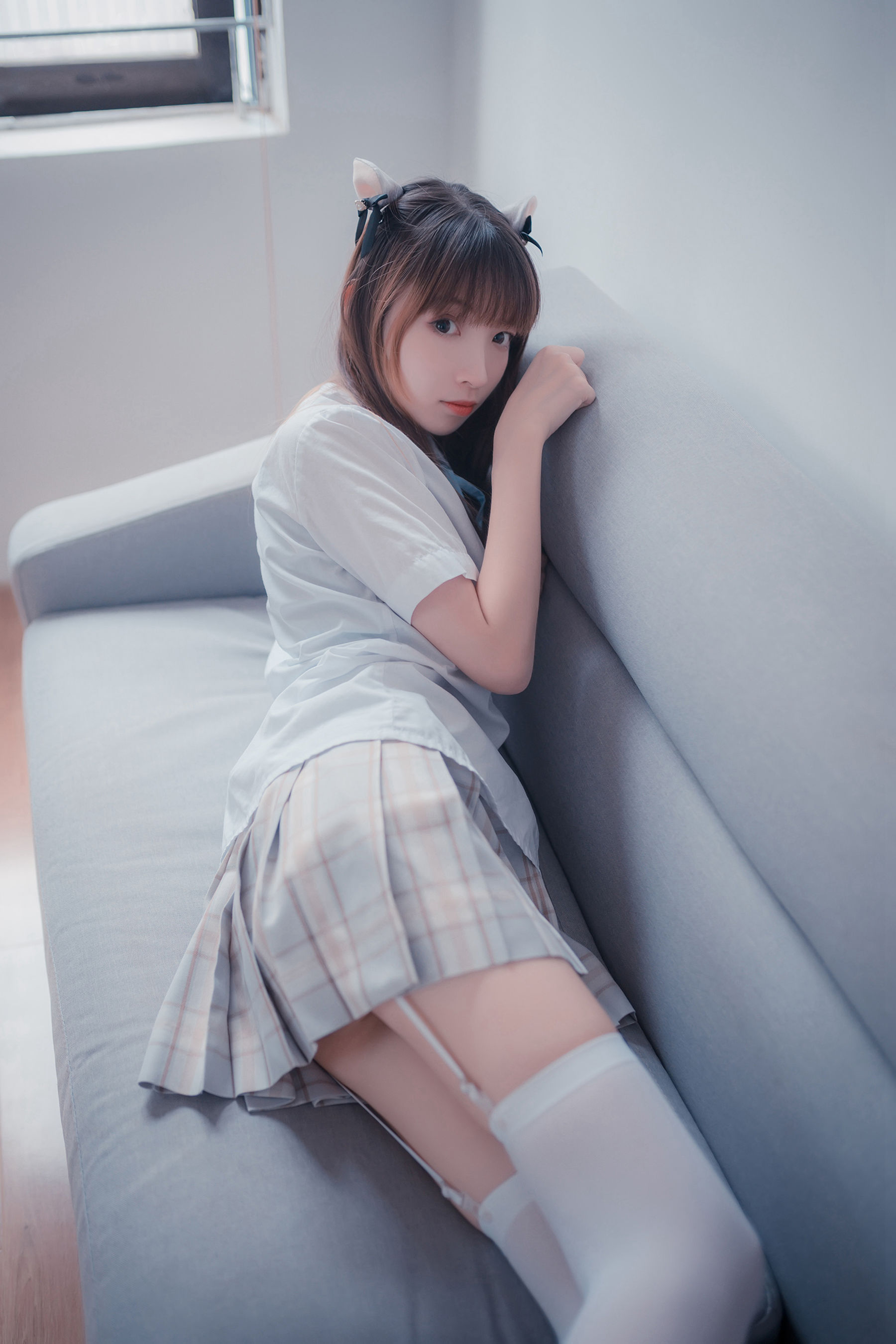 NO.065 格子裙吊带白丝-图18