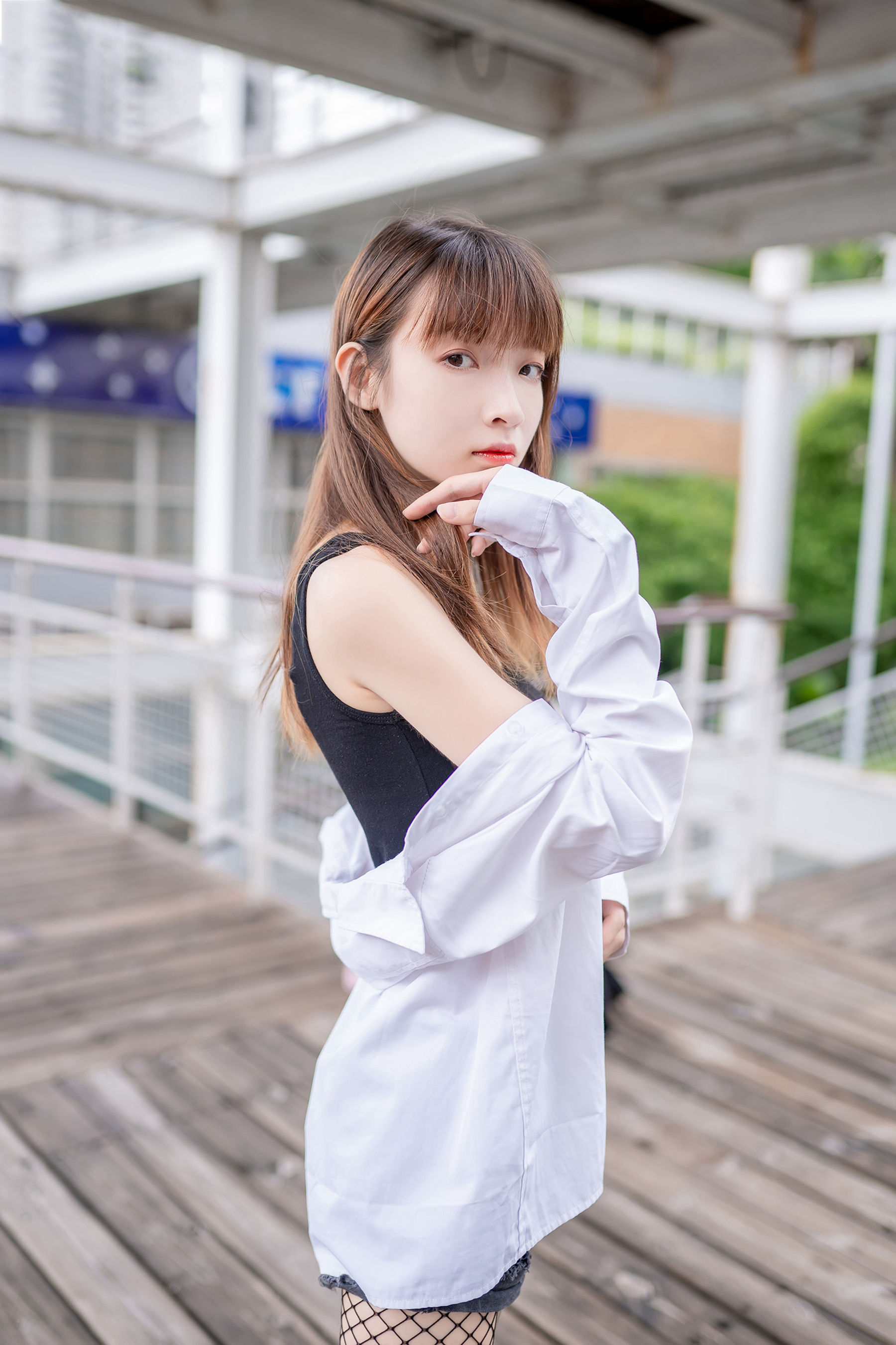 NO.094 超短牛仔短裤黑网袜-图9
