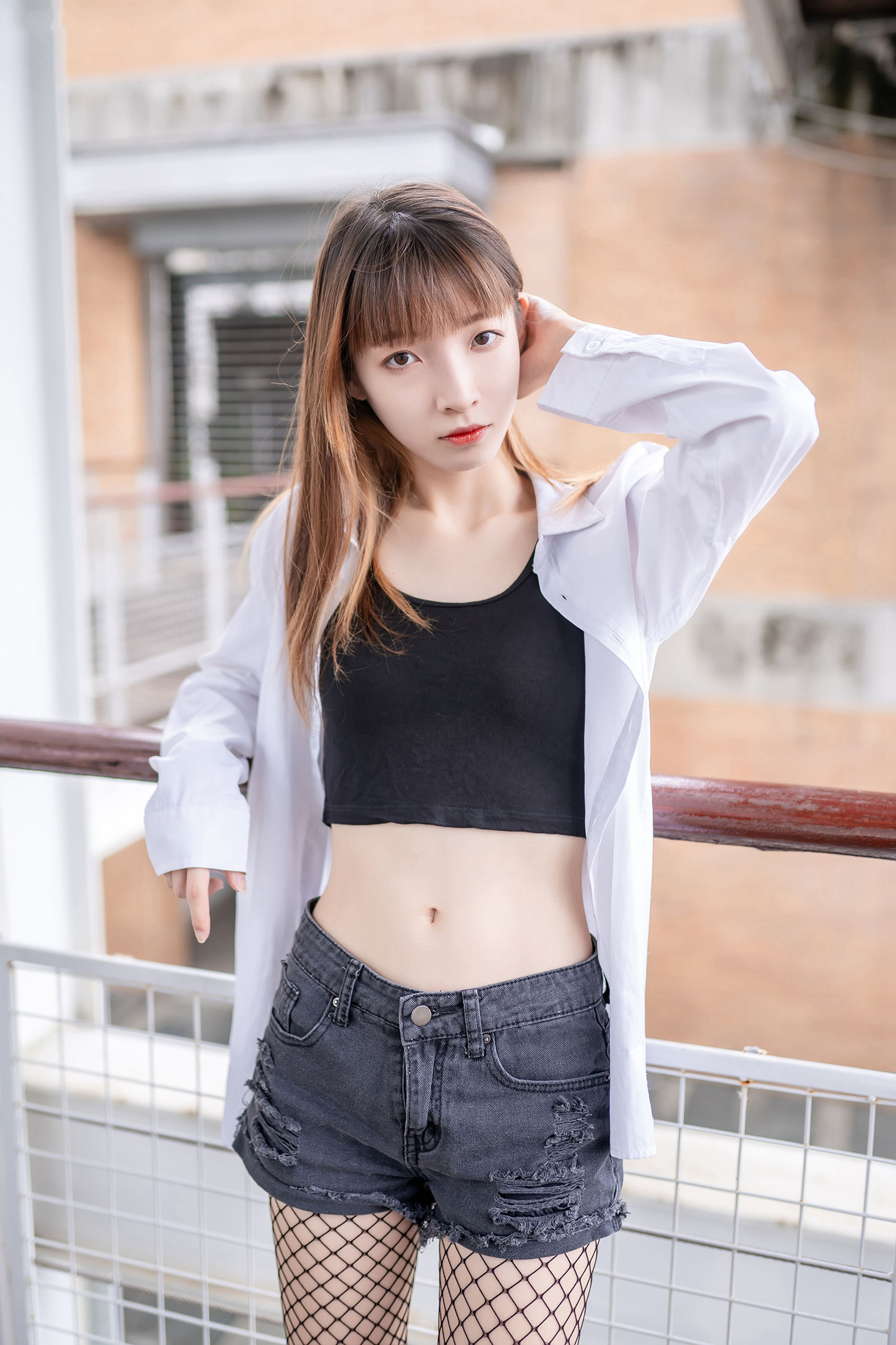 NO.094 超短牛仔短裤黑网袜-图10