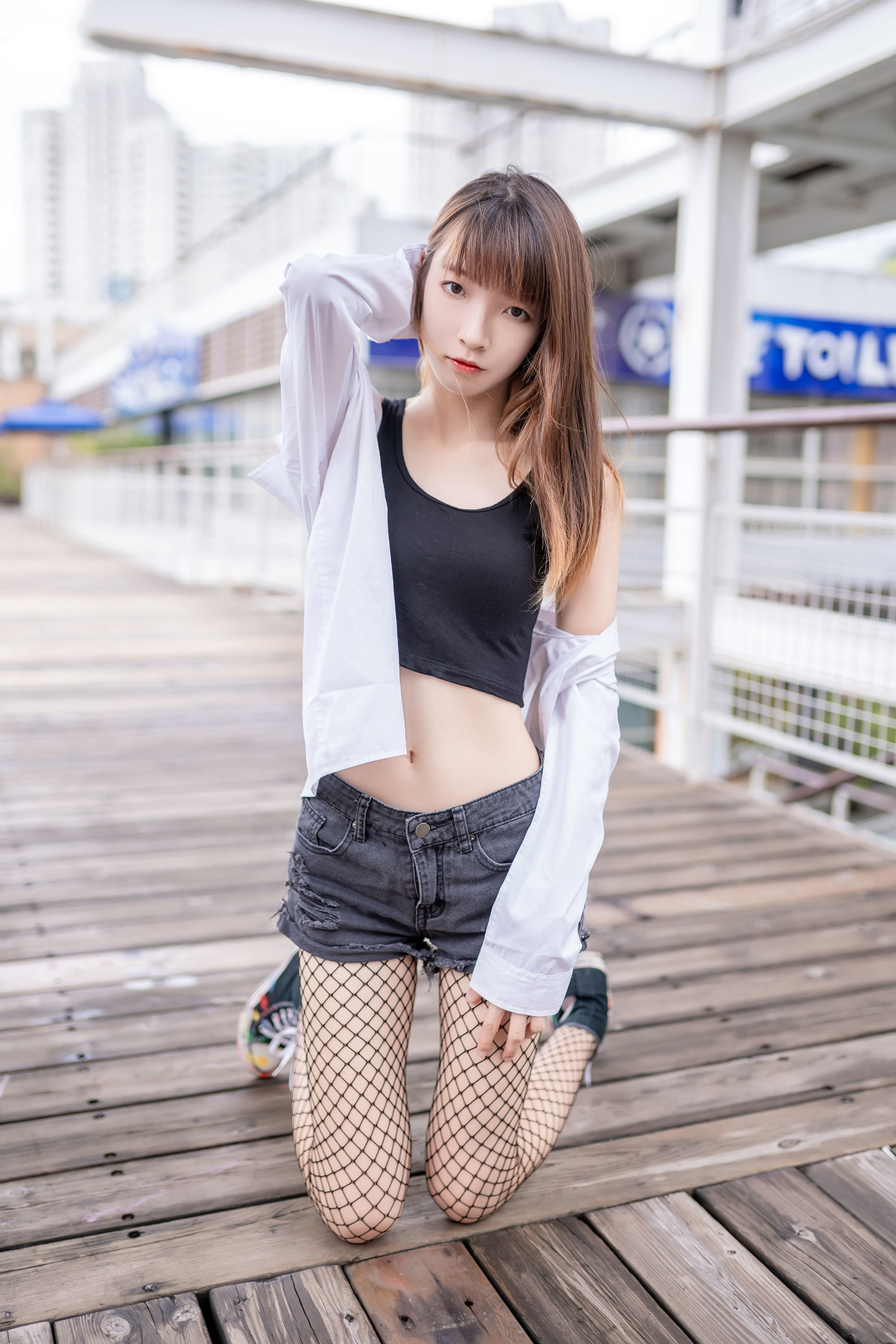 NO.094 超短牛仔短裤黑网袜-图18