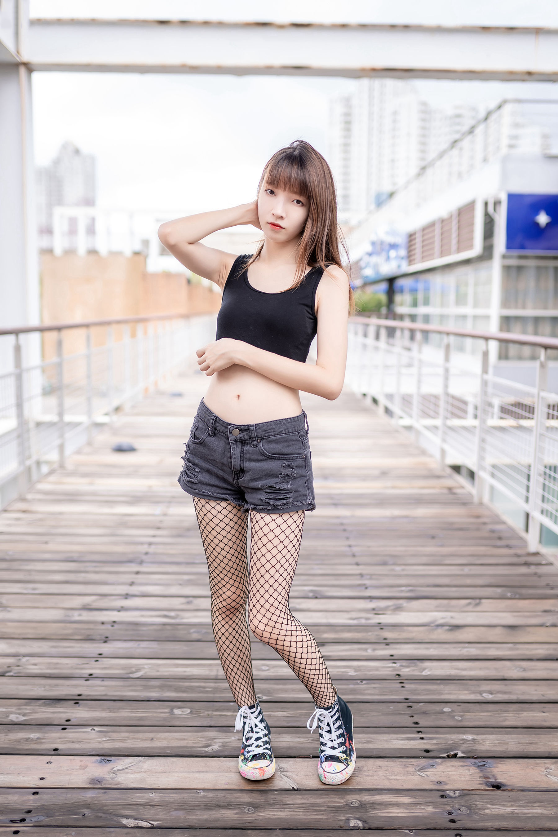 NO.094 超短牛仔短裤黑网袜-图28